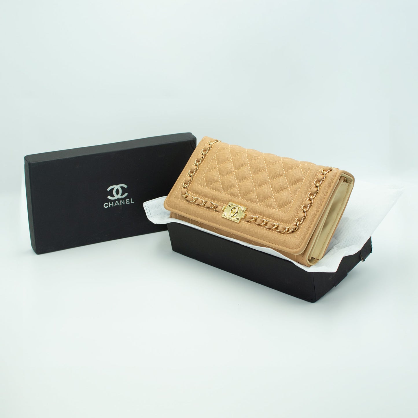 Chanel Quilted Beige Wallet