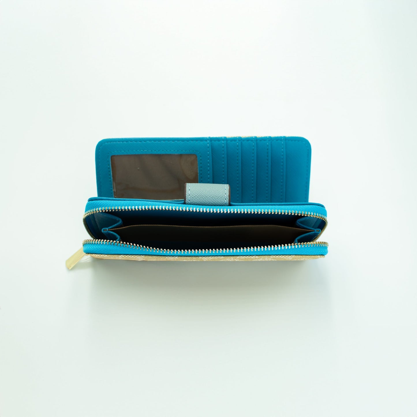 Coach Beige & Aqua Continental Wallet
