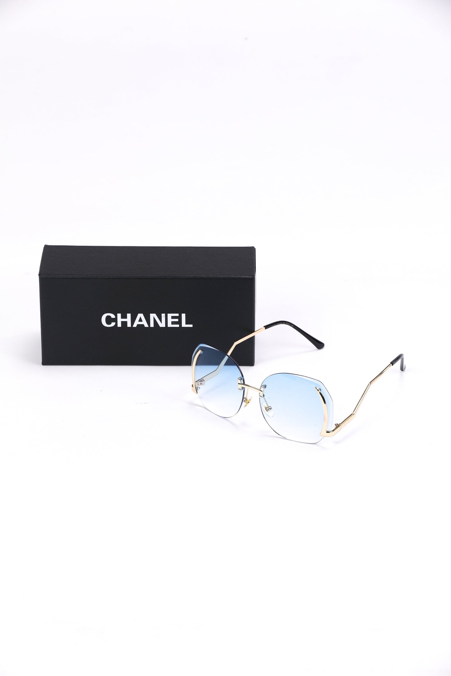 Chanel Rimless Blue Gradient Sunglasses