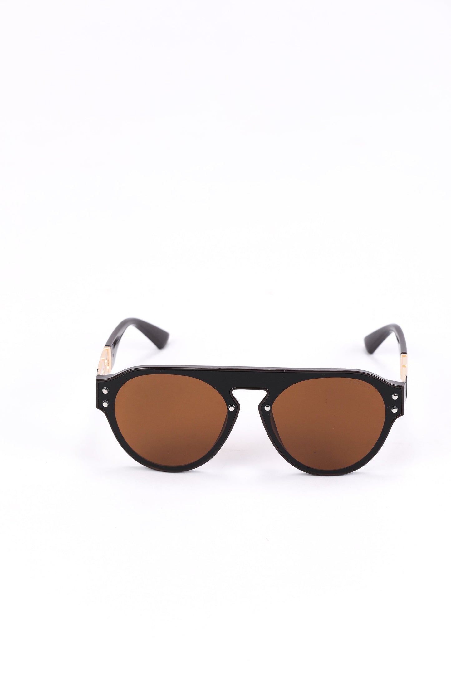 Versace Aviator Sunglasses – Gold Accents & Brown Lenses