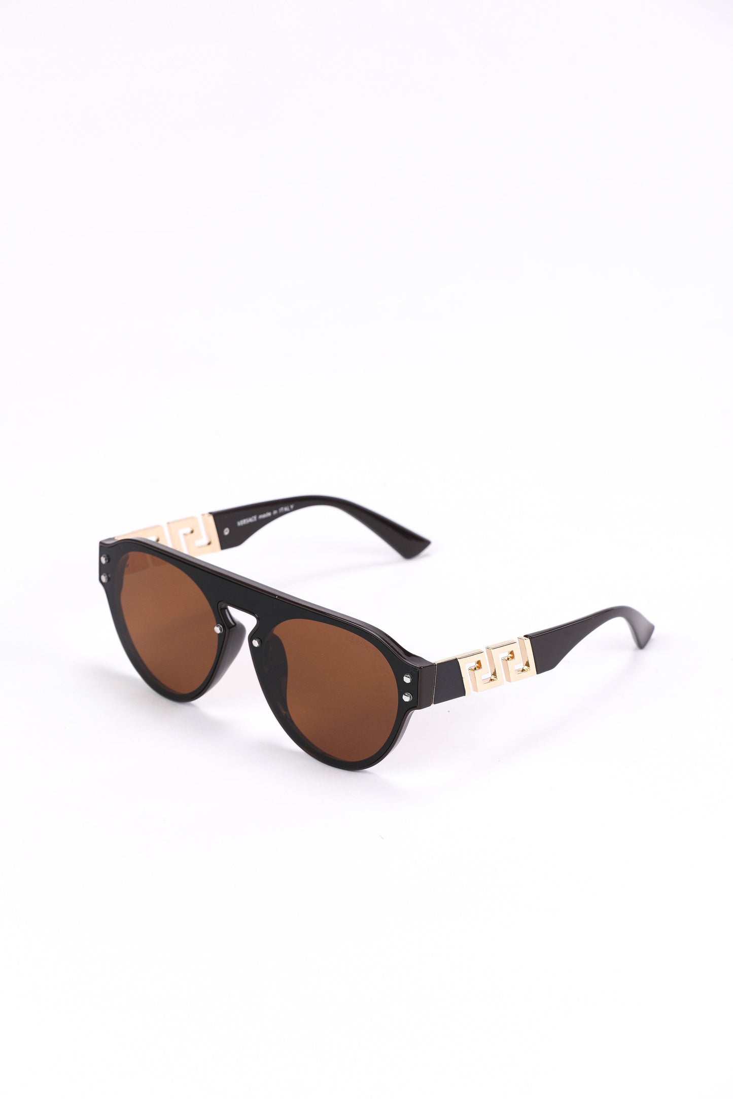 Versace Aviator Sunglasses – Gold Accents & Brown Lenses