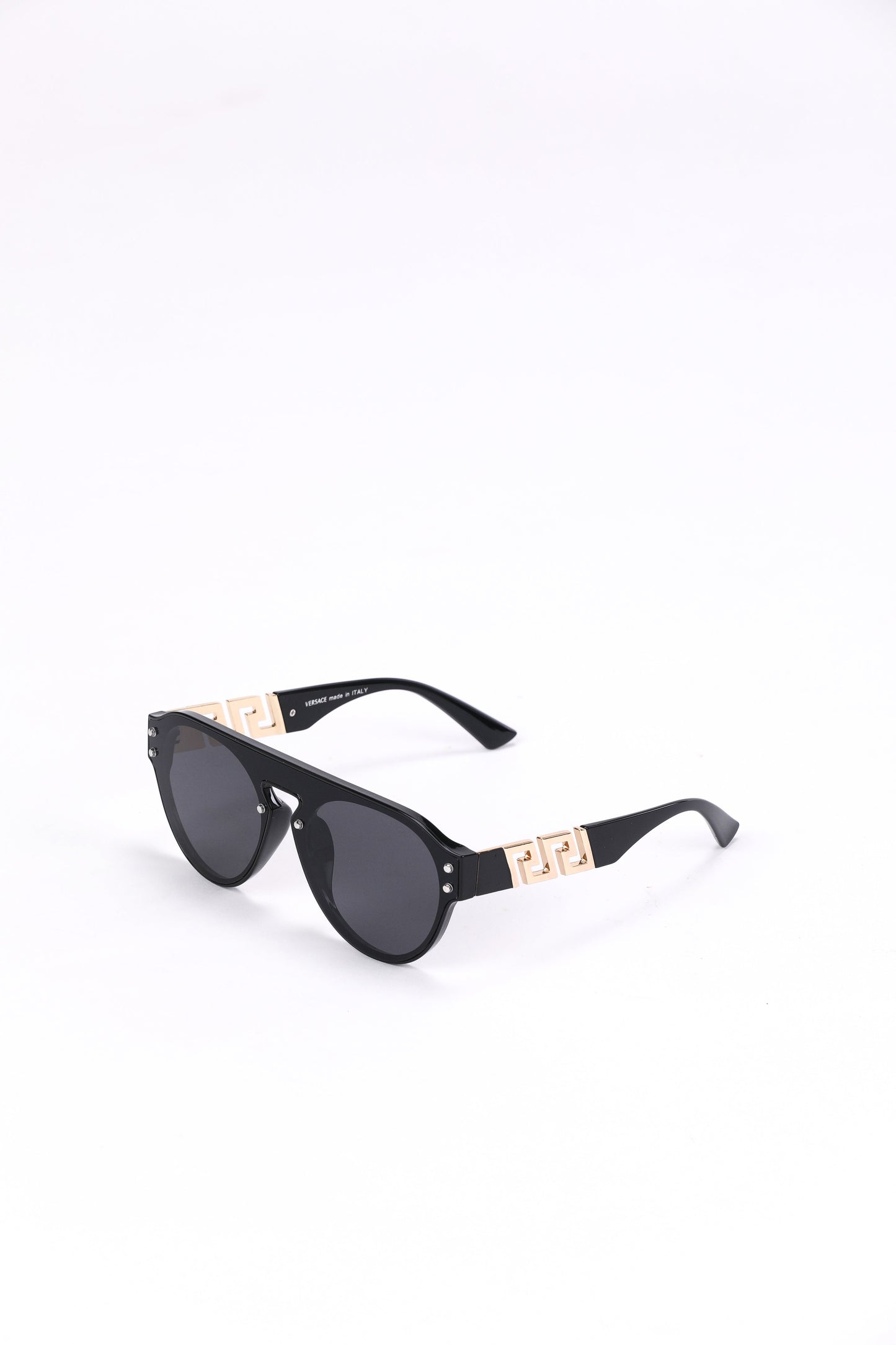 Versace Aviator Sunglasses – Gold Accents & Black Lenses