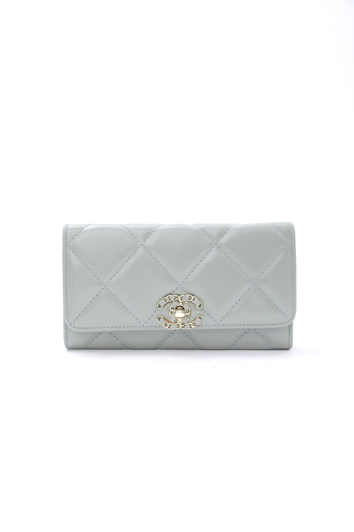 Chanel Light Green Quilted Wallet