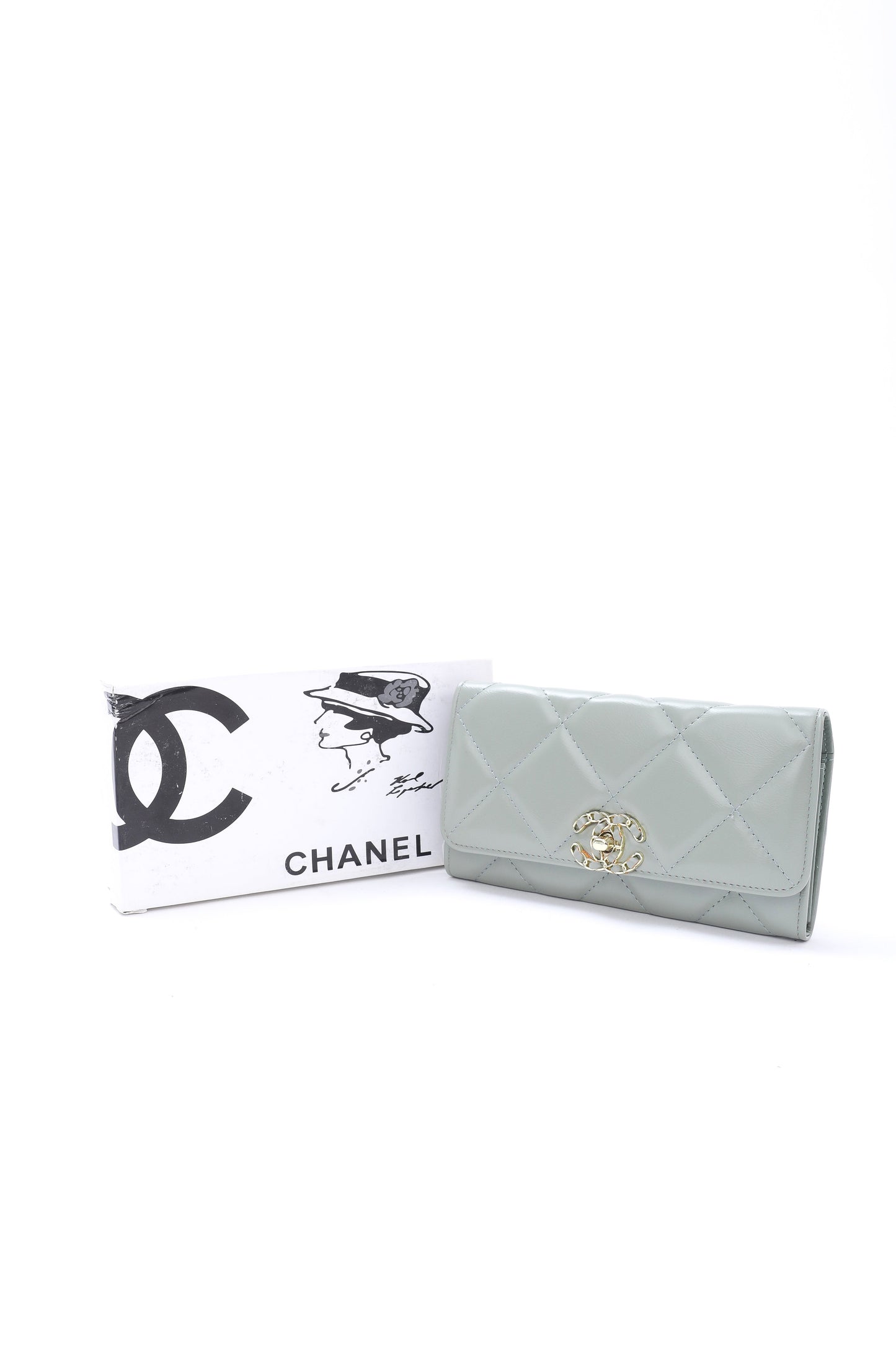 Chanel Light Green Quilted Wallet