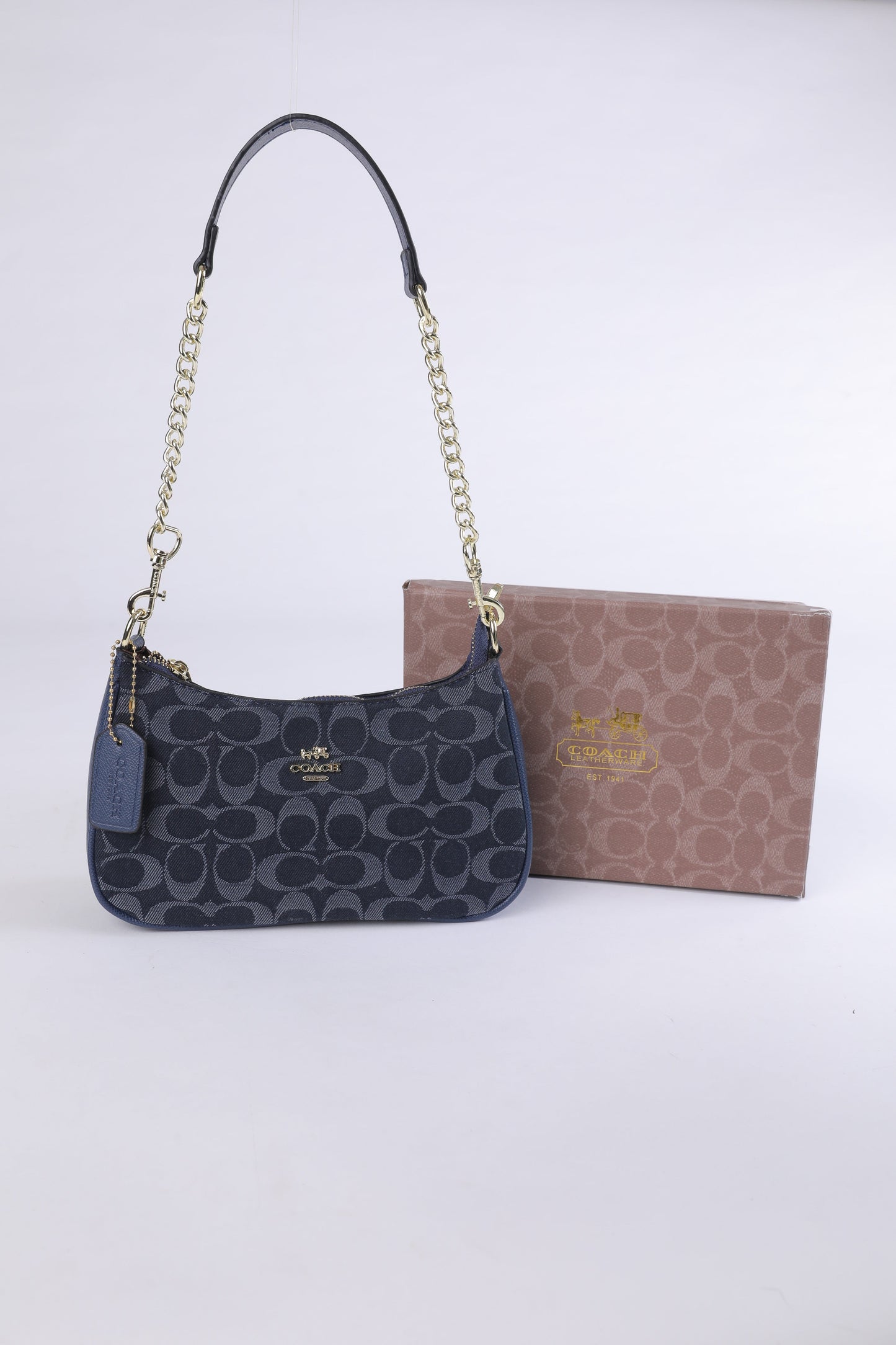 Coach Signature Jacquard Chain Shoulder Bag