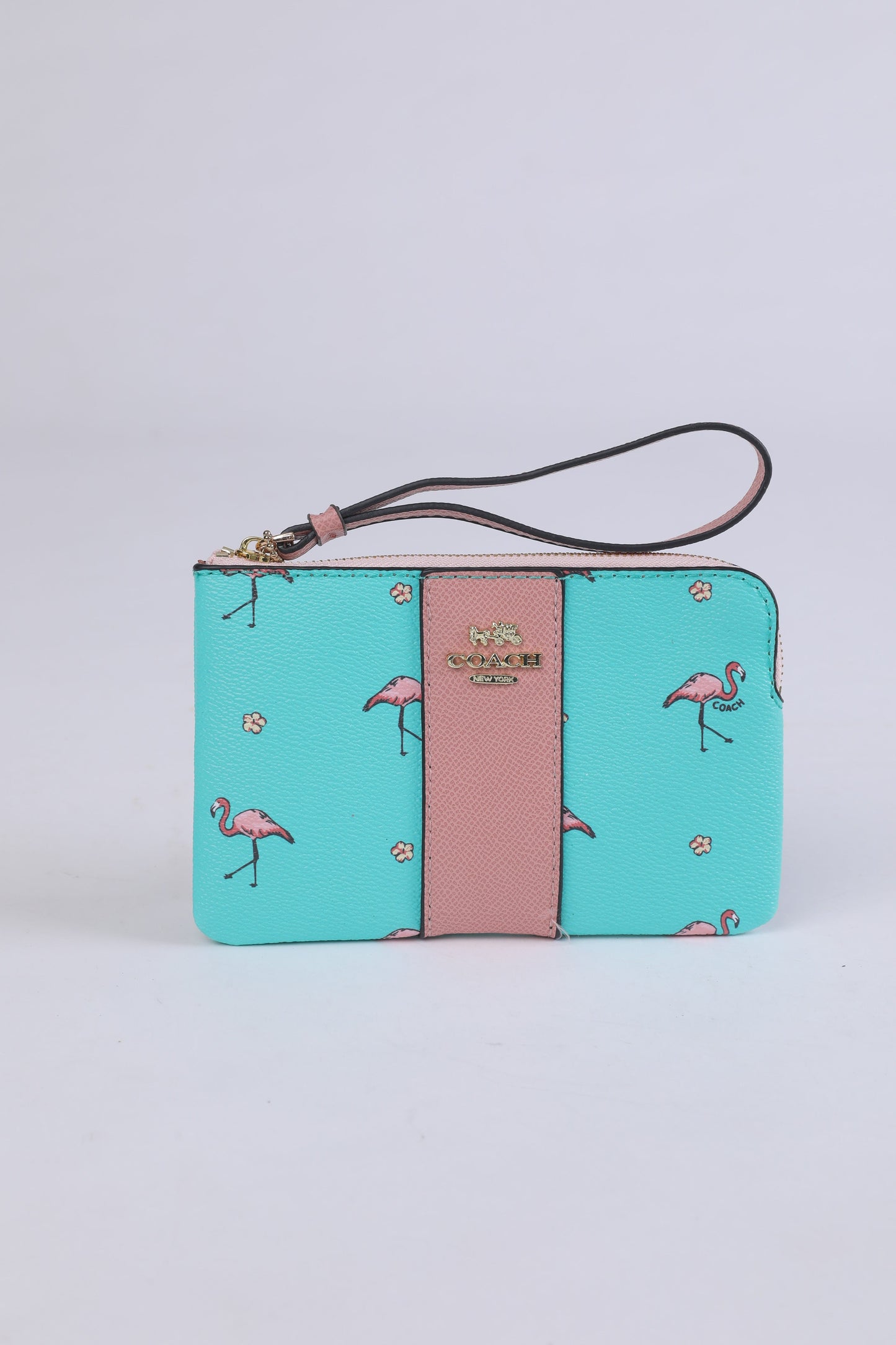 Coach Flamingo Print Wristlet – Aqua Multi