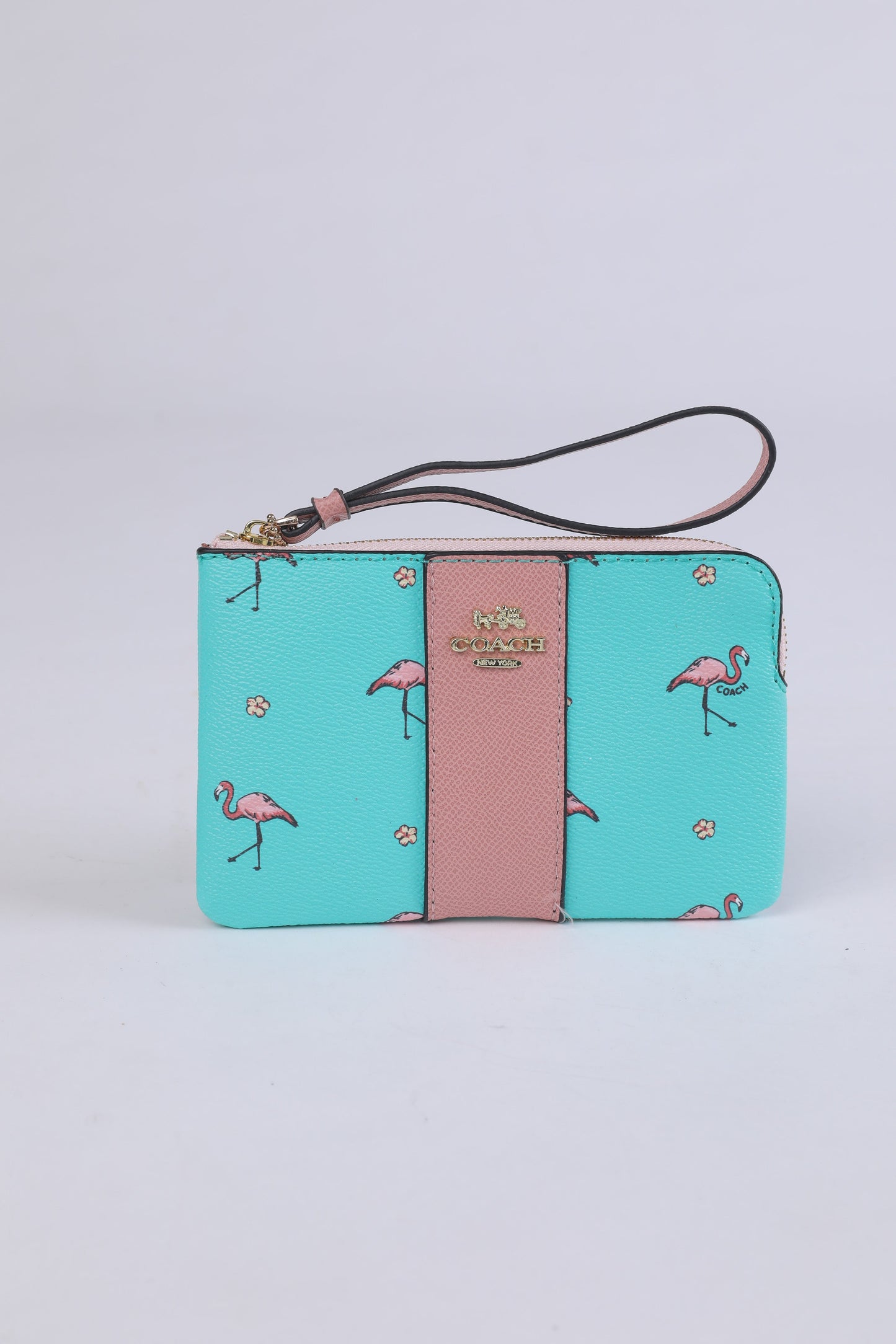 Coach Flamingo Print Wristlet – Aqua Multi