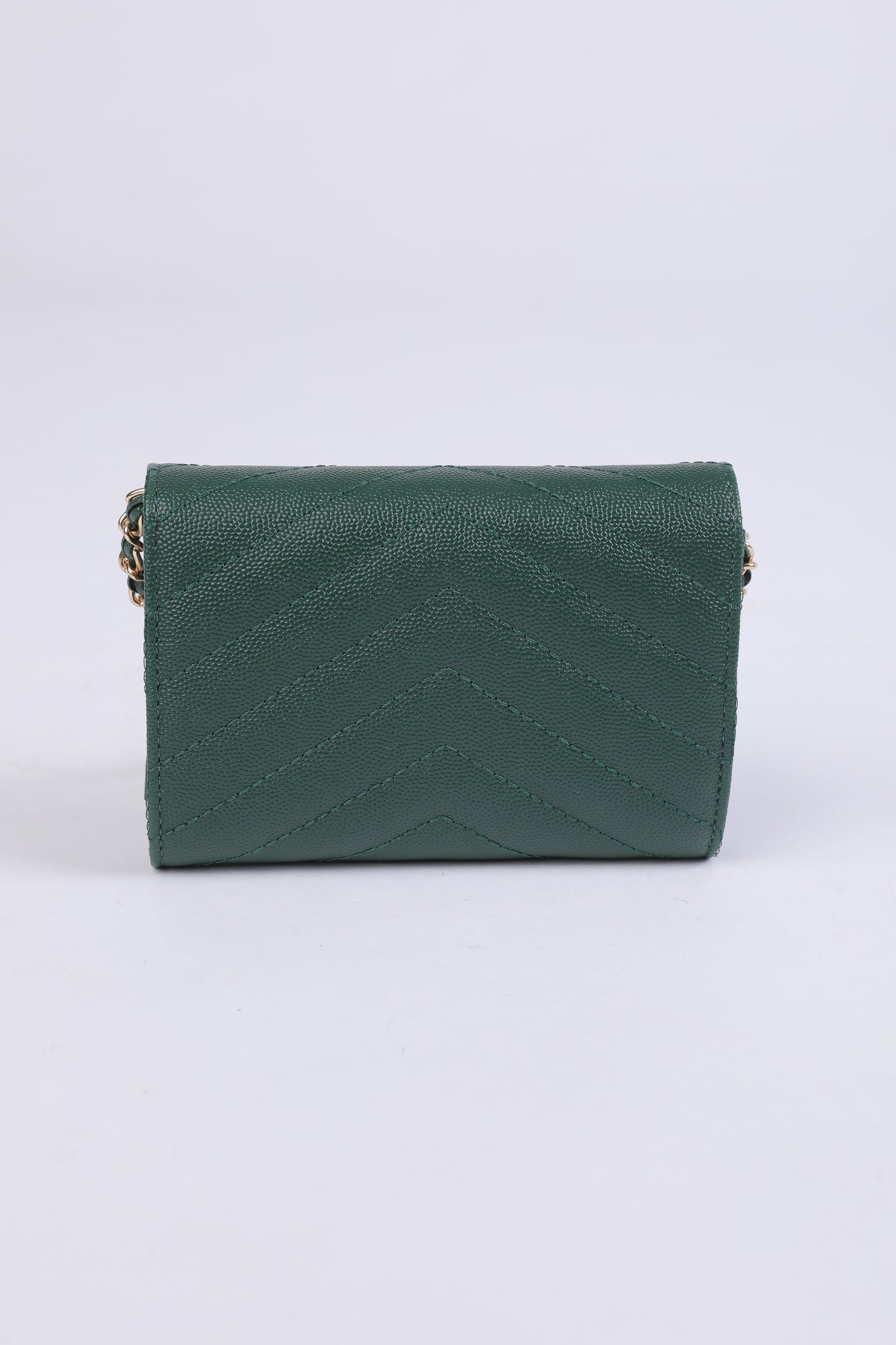 Saint Laurent Monogram Chain Wallet in Deep Green