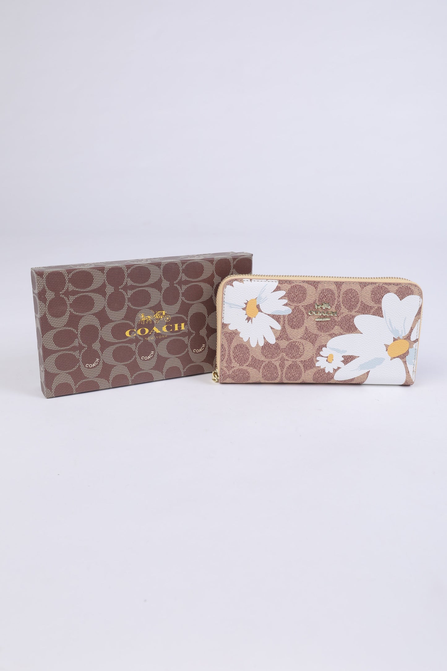 Coach Signature Floral Zip-Around Wallet