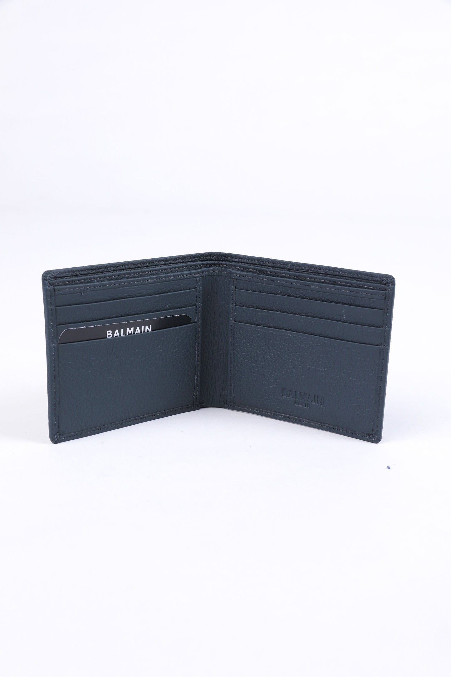 Balmain Embossed Leather Wallet – Navy Blue