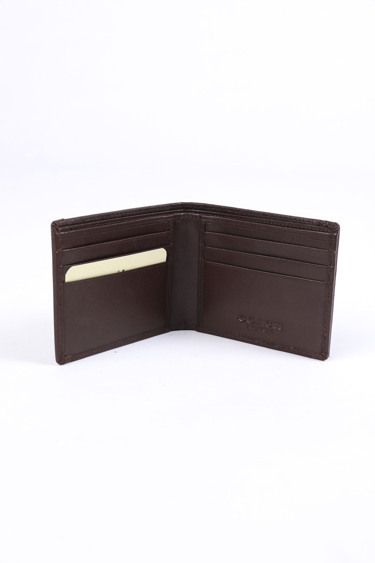 Coach Signature Stripe Bifold Wallet & Keychain Set (Brown)