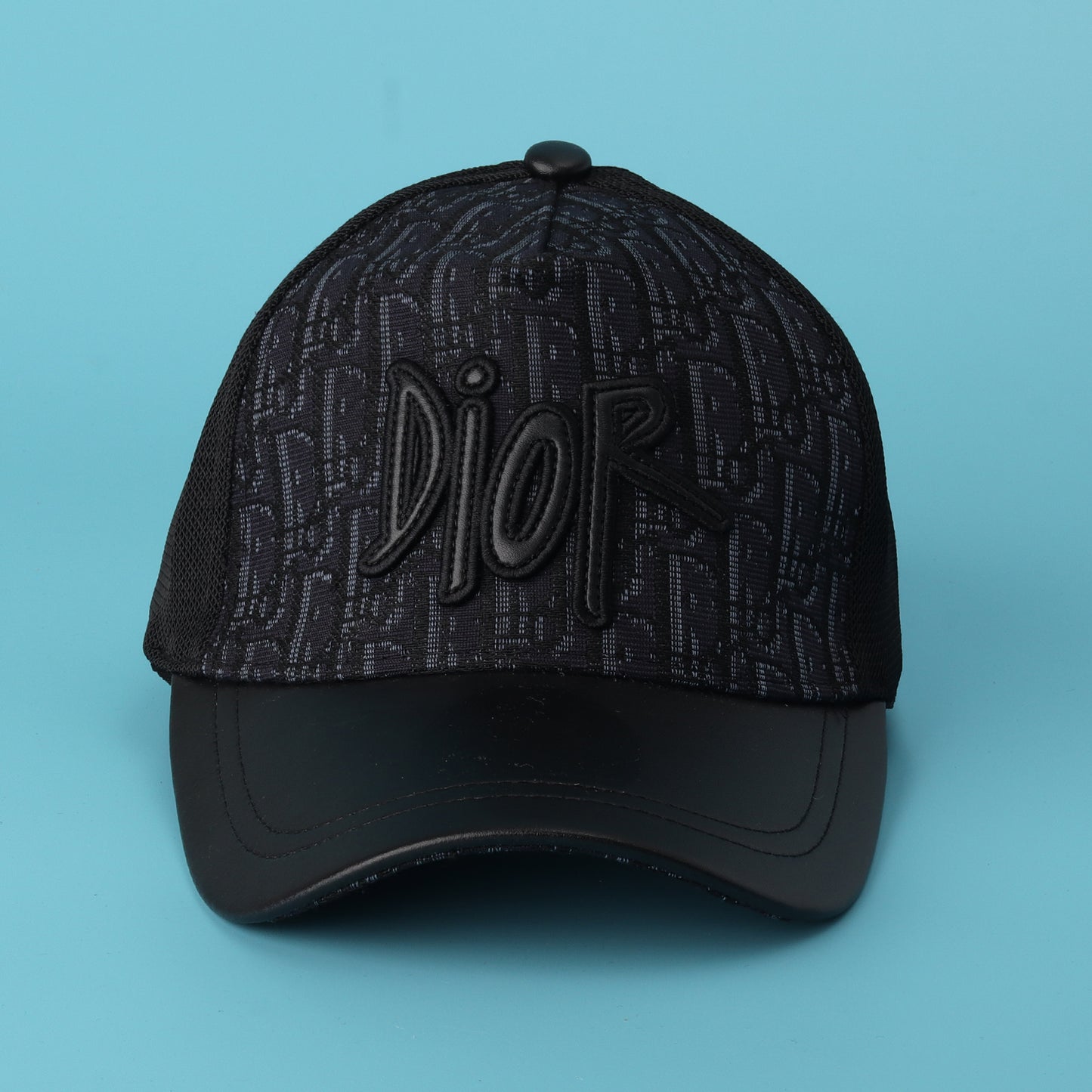Black Dior Monogram Mesh Cap
