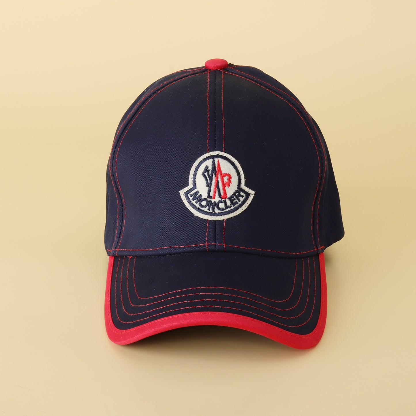 Navy Blue & Red Contrast Stitch Baseball Cap