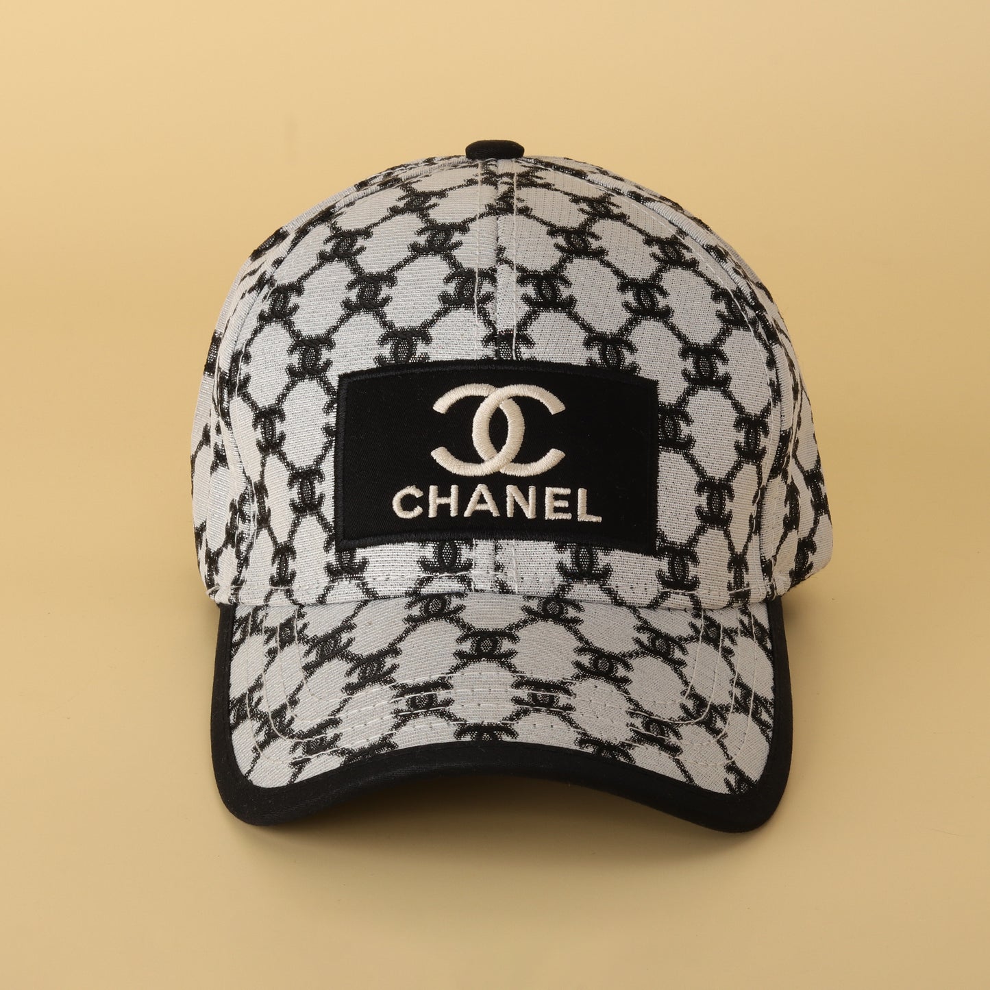 Monogram Embroidered Black & White Baseball Cap