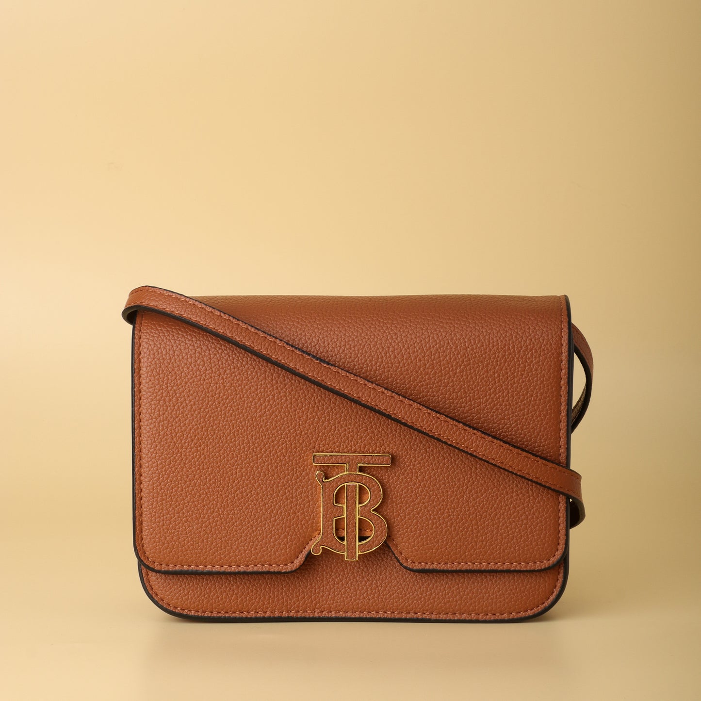 TB Leather Crossbody Bag in Tan
