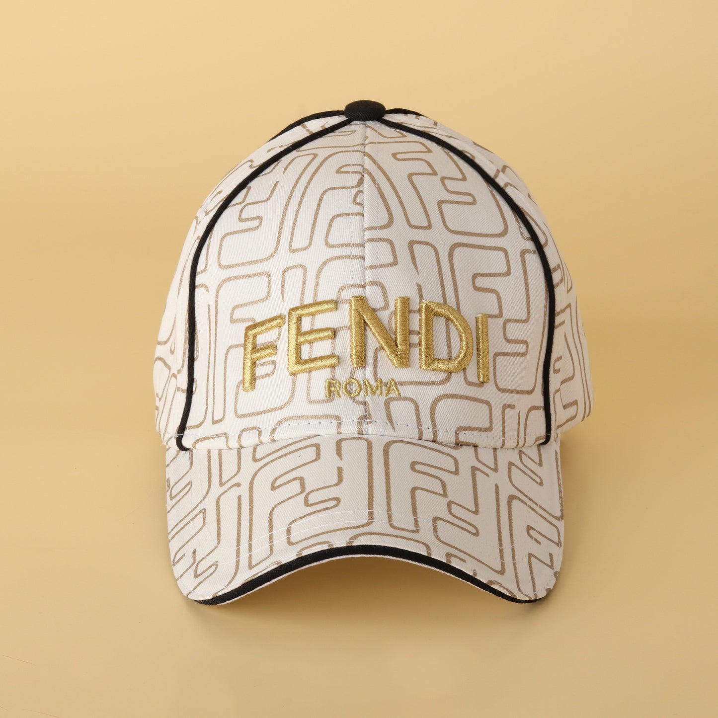 Roma White & Gold Embroidered Cap