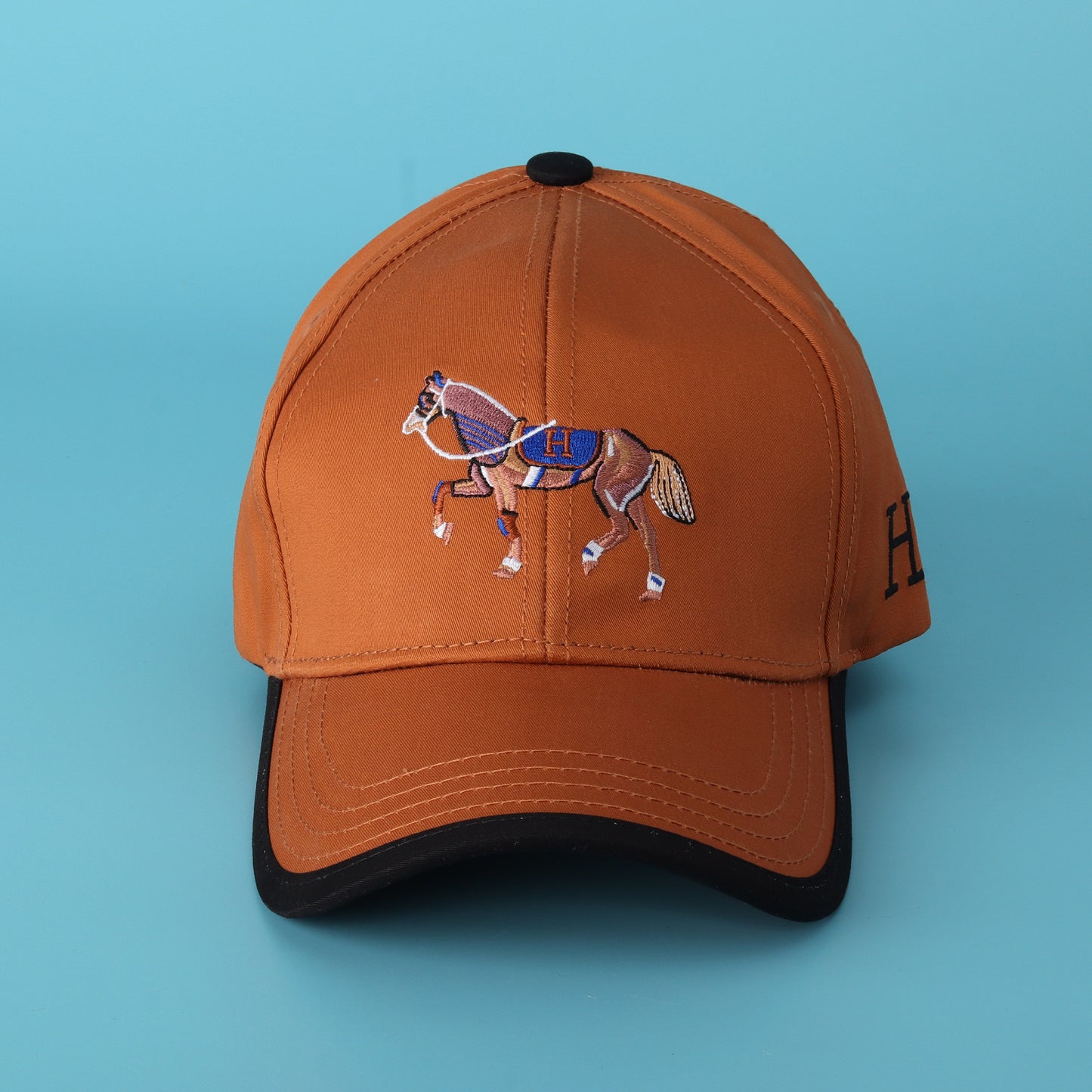 Horse Embroidered Rust Baseball Cap
