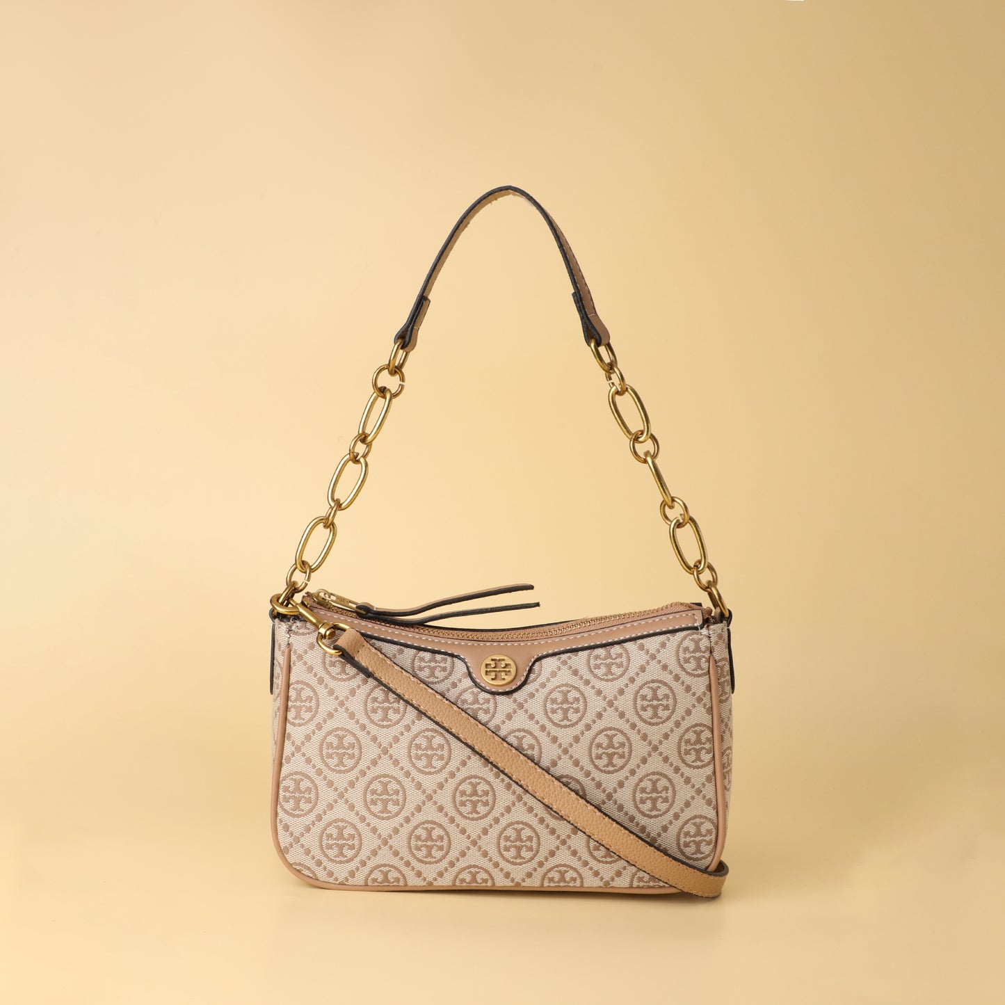 Burch Monogram Canvas Shoulder Bag