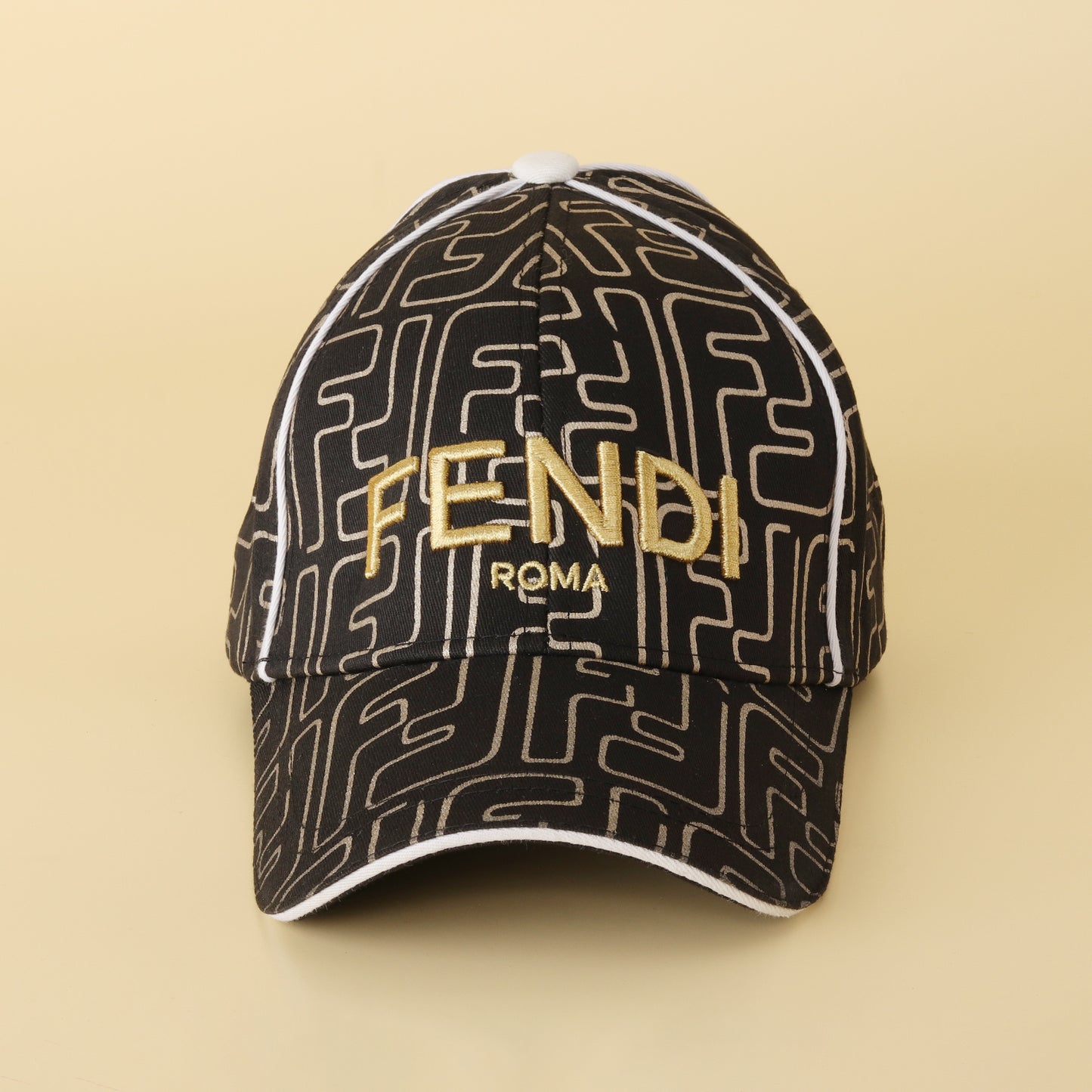 Roma Black & Gold Monogram Cap