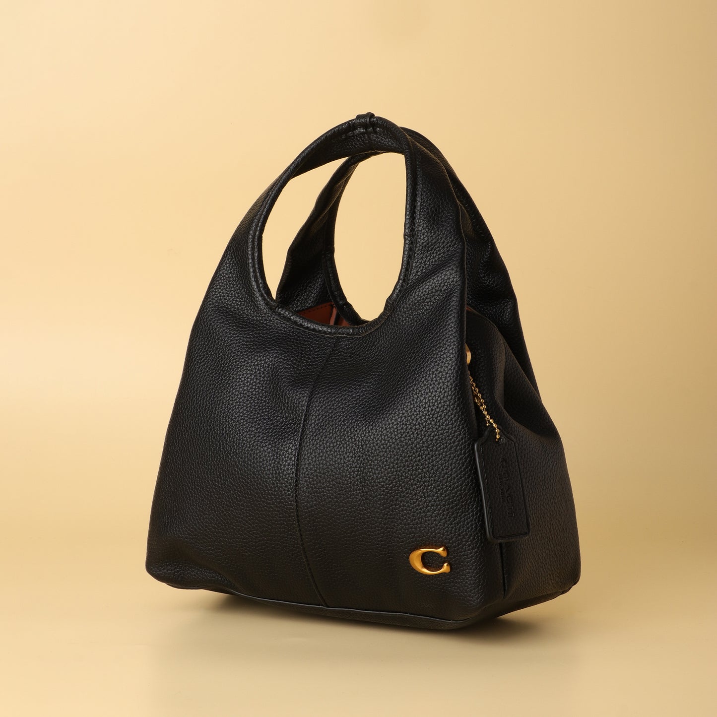 Pebbled Leather Hobo Bag in Black