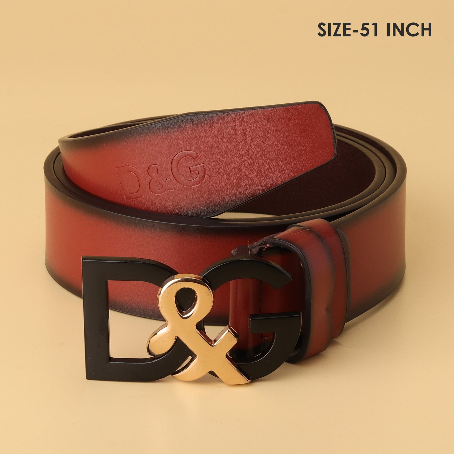 Gabbana Maroon Leather Belt with Dual-Tone