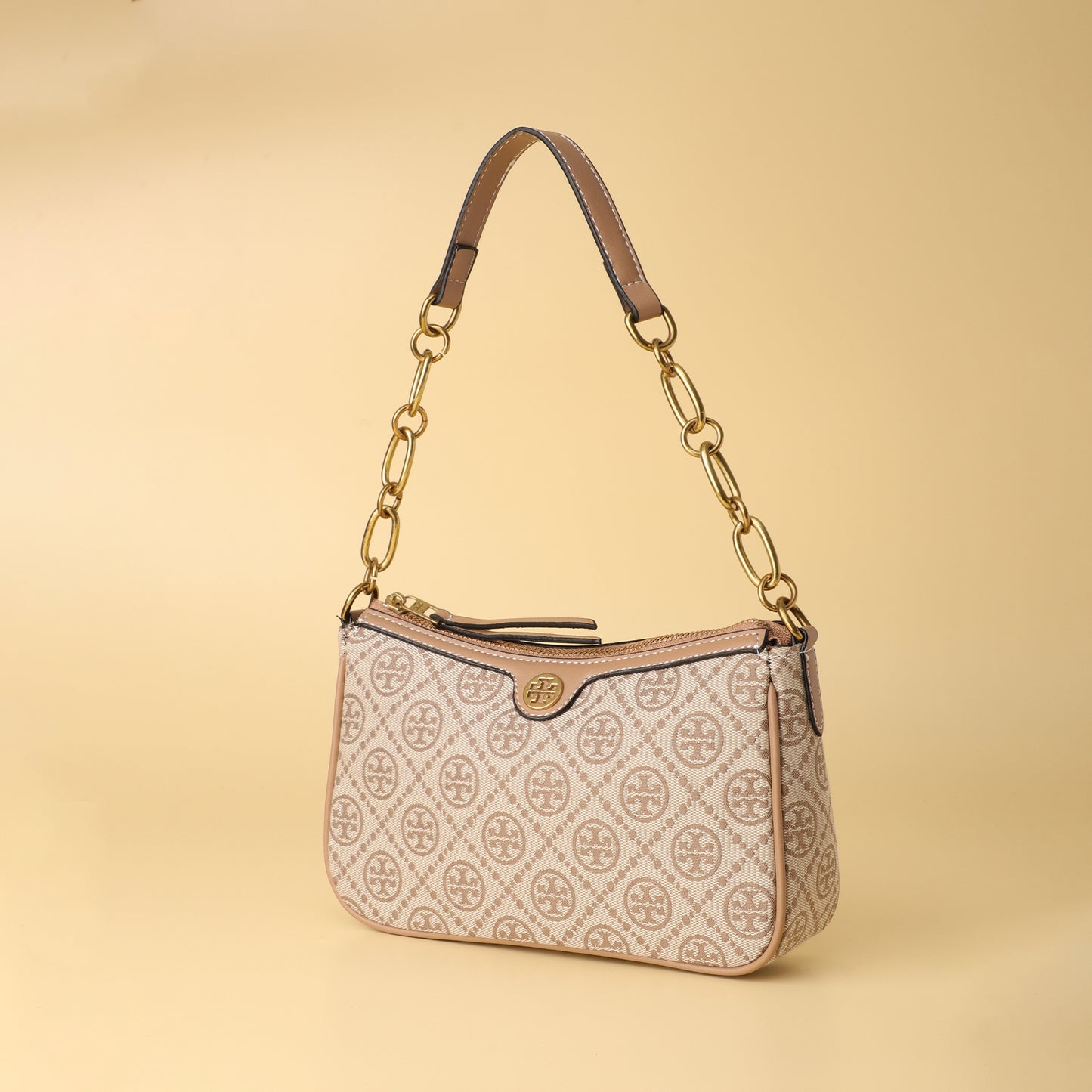Burch Monogram Canvas Shoulder Bag