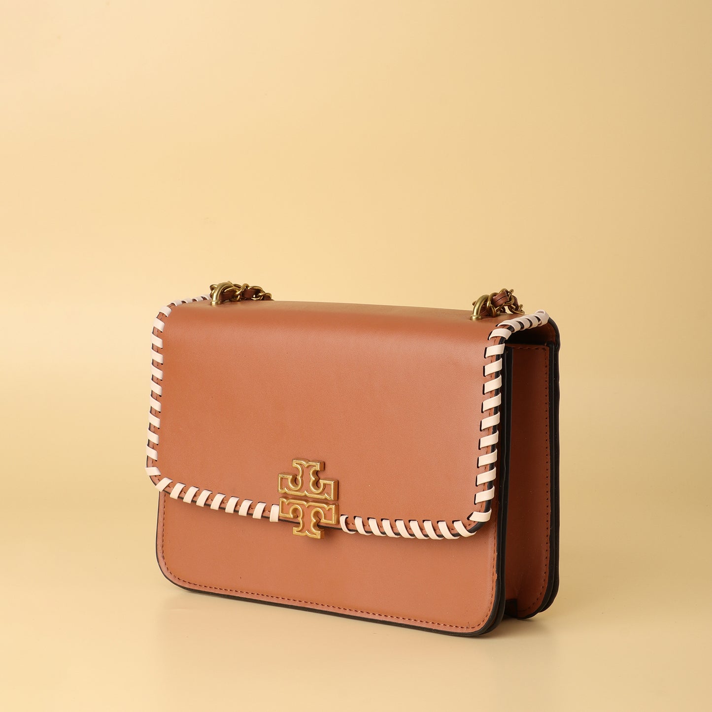 Burch Brown Leather Chain Shoulder Bag