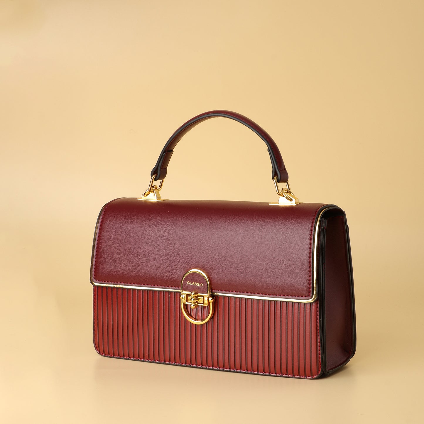 Classic Burgundy Structured Handbag