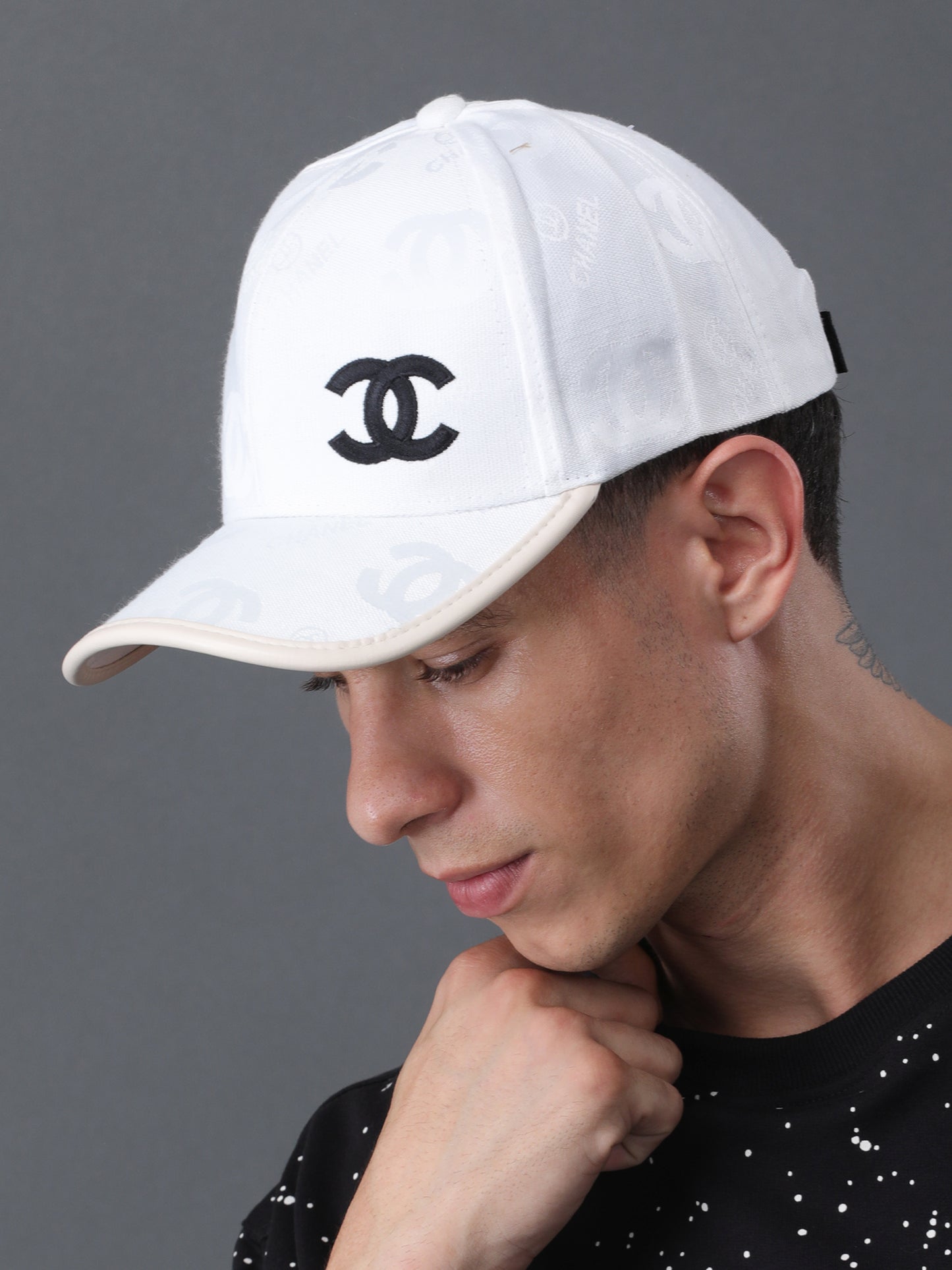 Chanel White CC Logo Cap