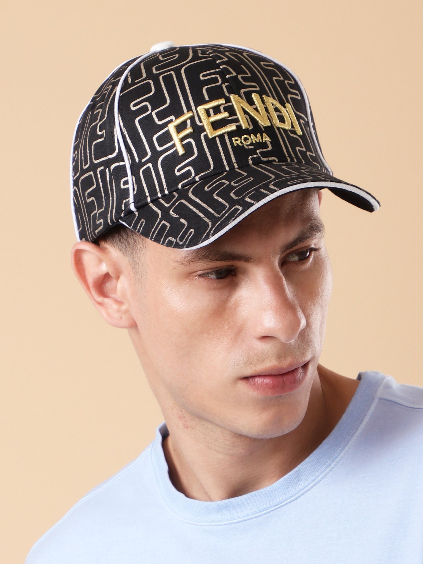 Roma Black & Gold Monogram Cap