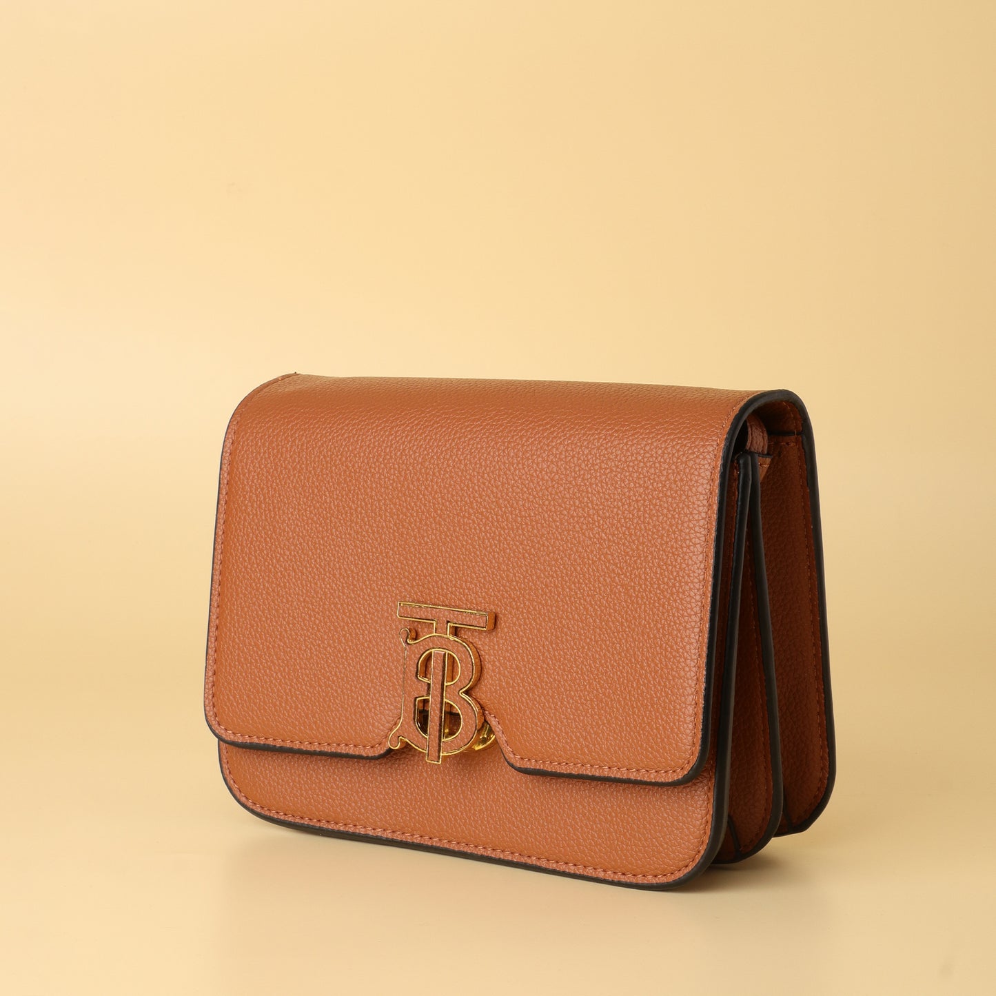 TB Leather Crossbody Bag in Tan