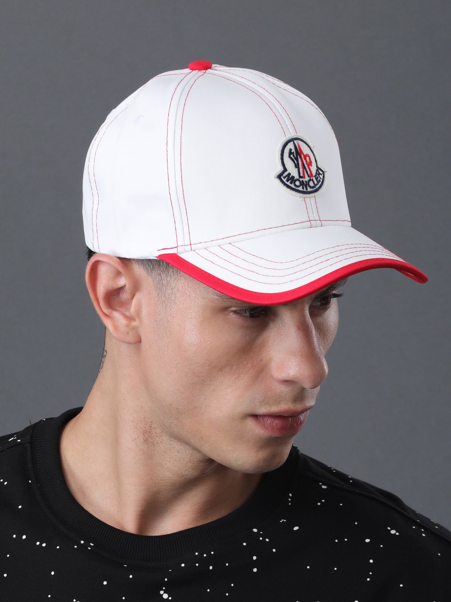 White & Red Classic Logo Cap