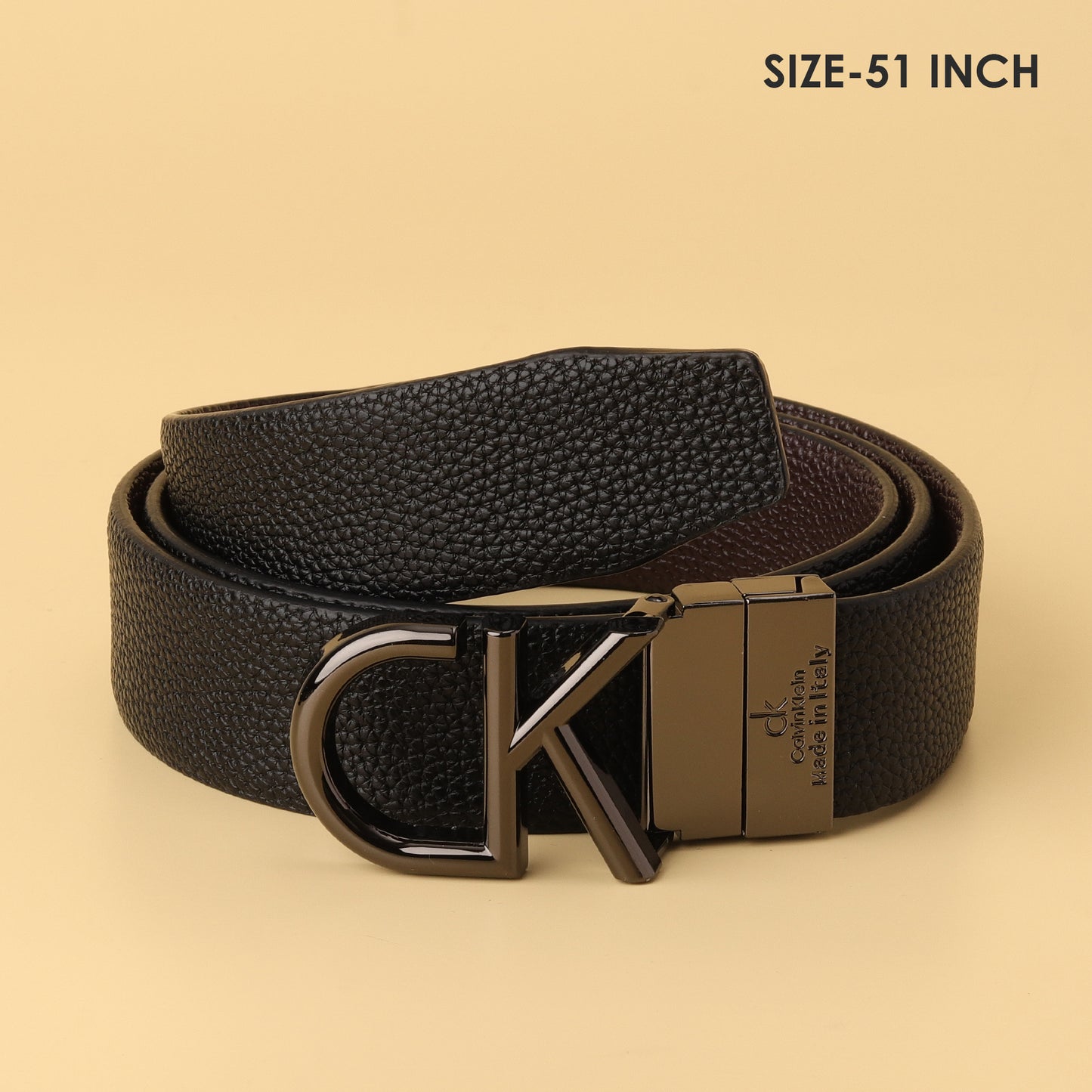 Klein Reversible Textured Leather Belt