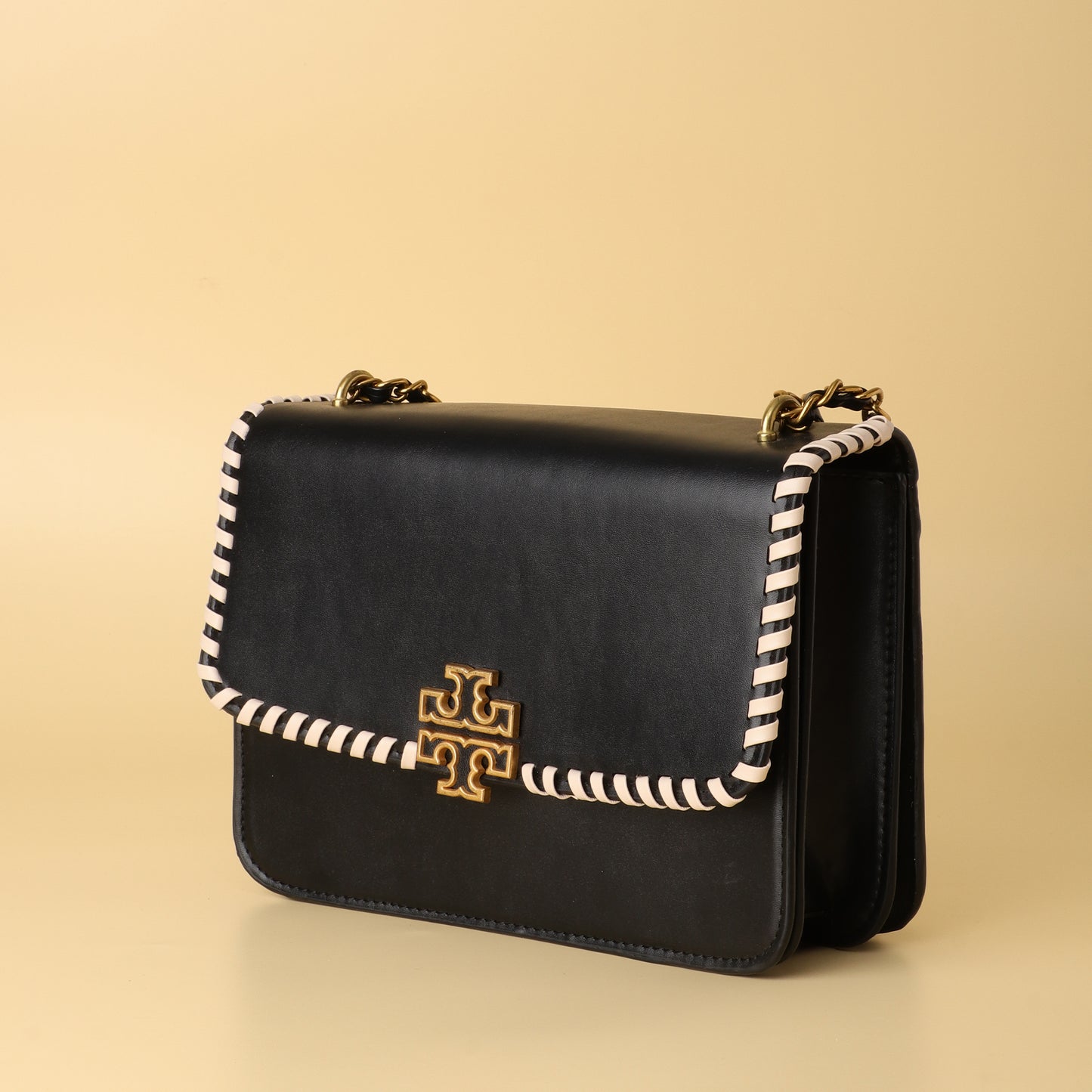 Burch Black Leather Chain Shoulder Bag