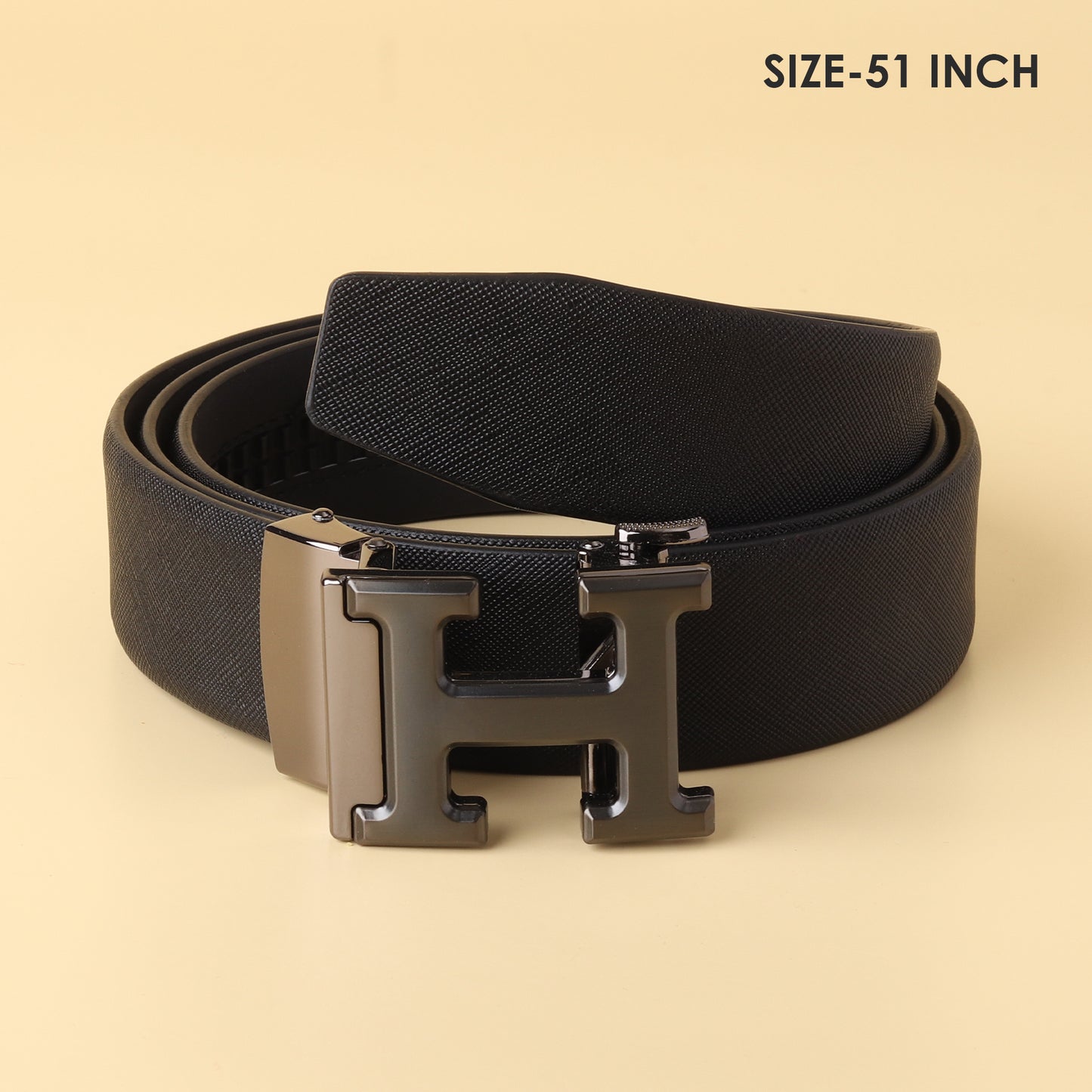 Black "H" Buckle Leather Belt