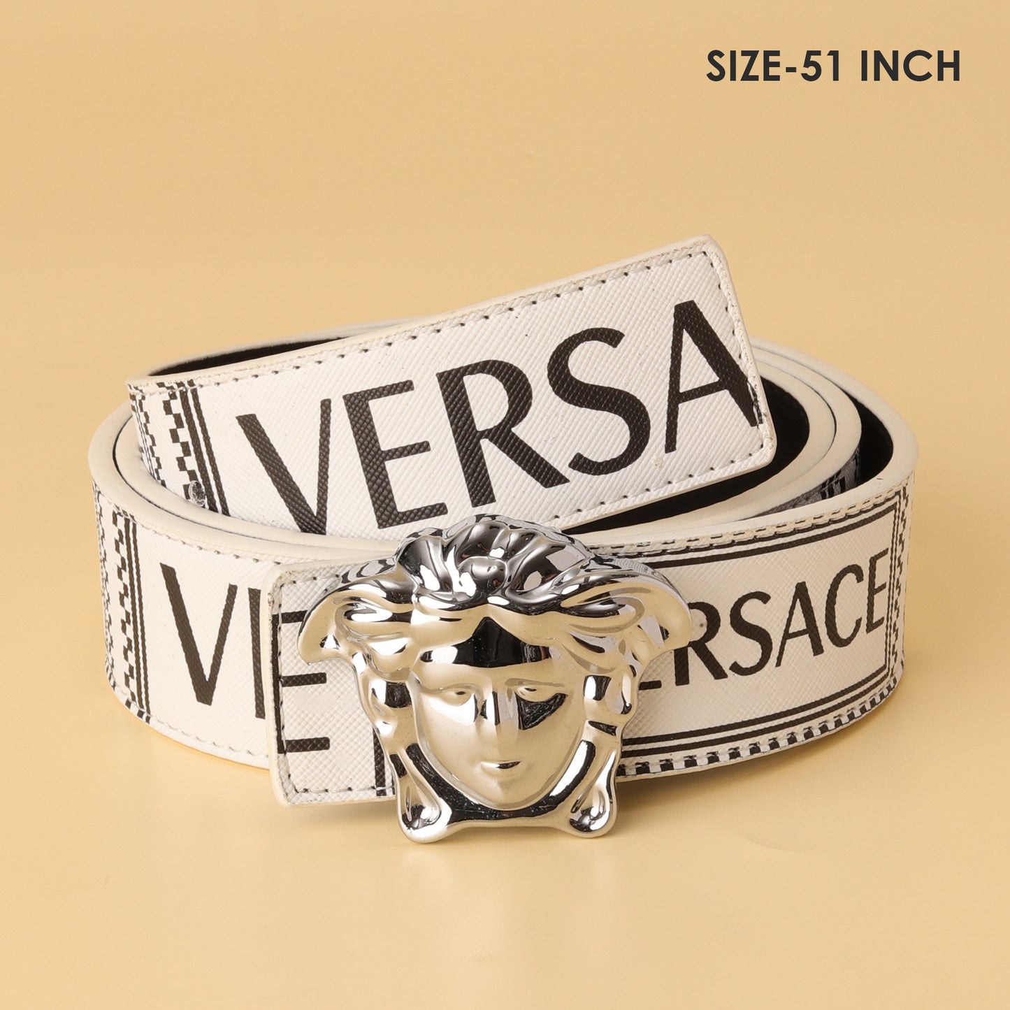 White Statement Medusa Buckle Belt