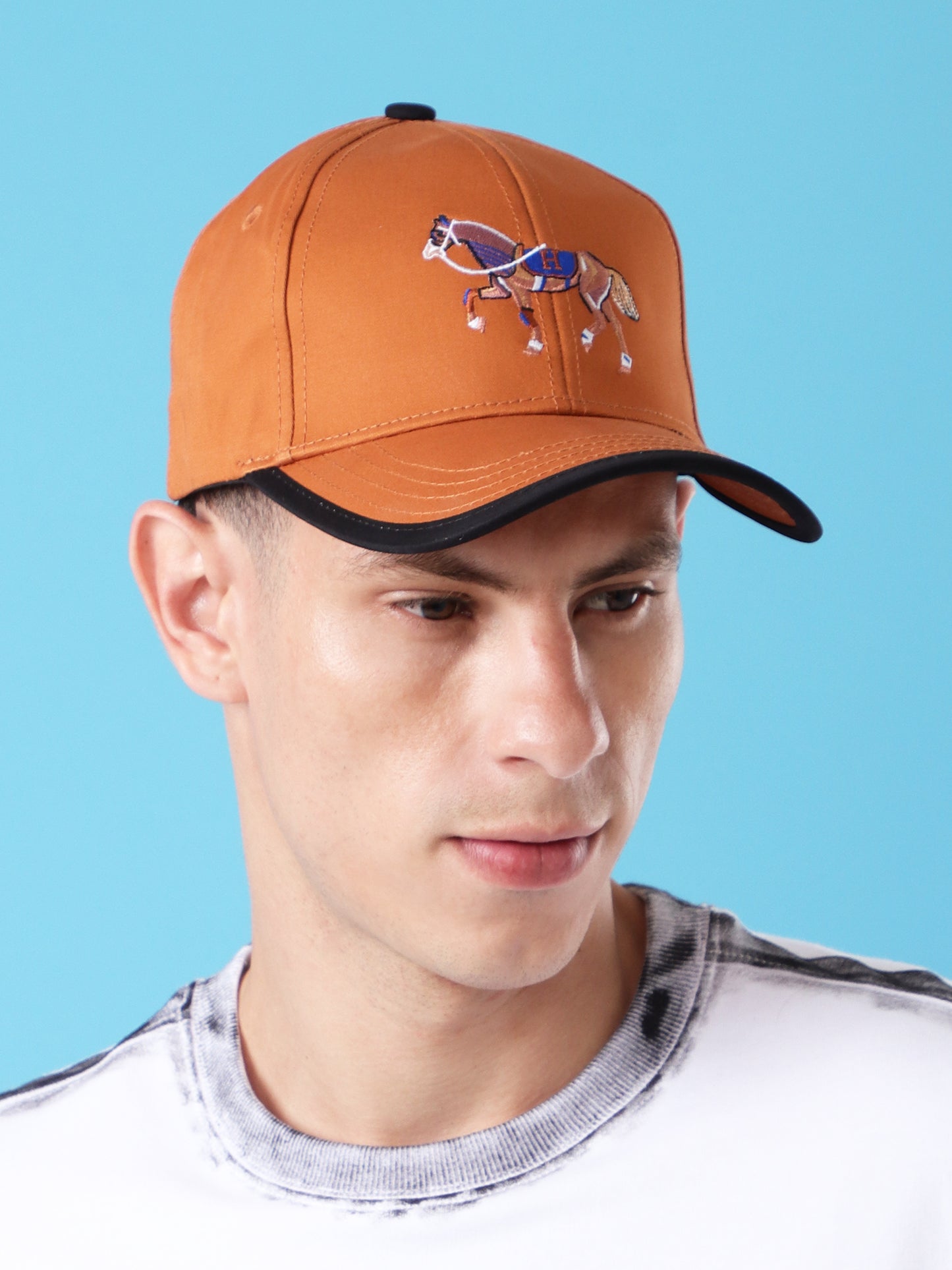 Horse Embroidered Rust Baseball Cap