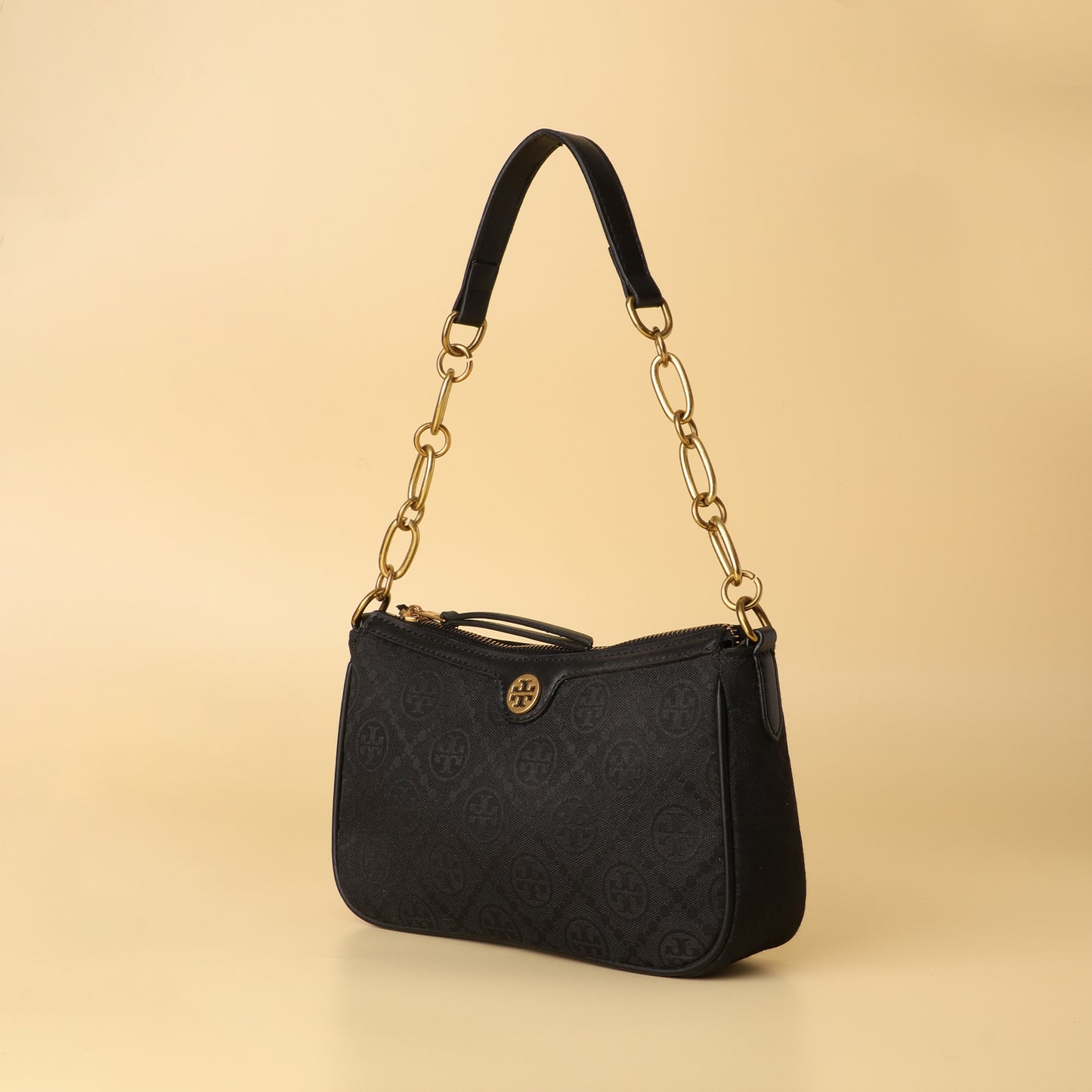 Burch Black Monogram Chain Shoulder Bag