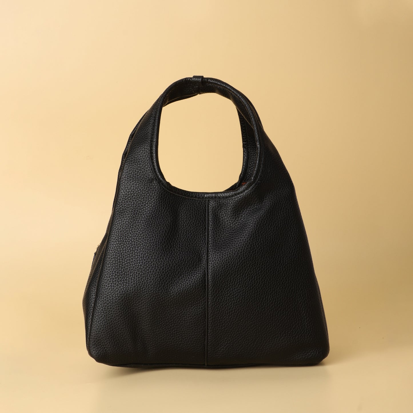 Pebbled Leather Hobo Bag in Black