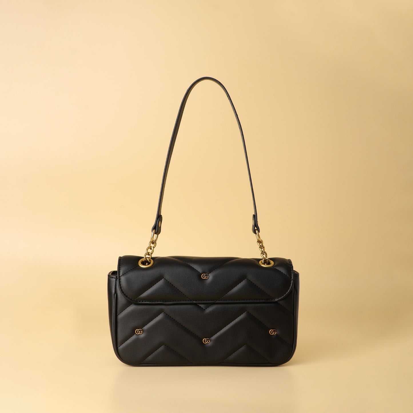 Burch Black Monogram Chain Shoulder Bag