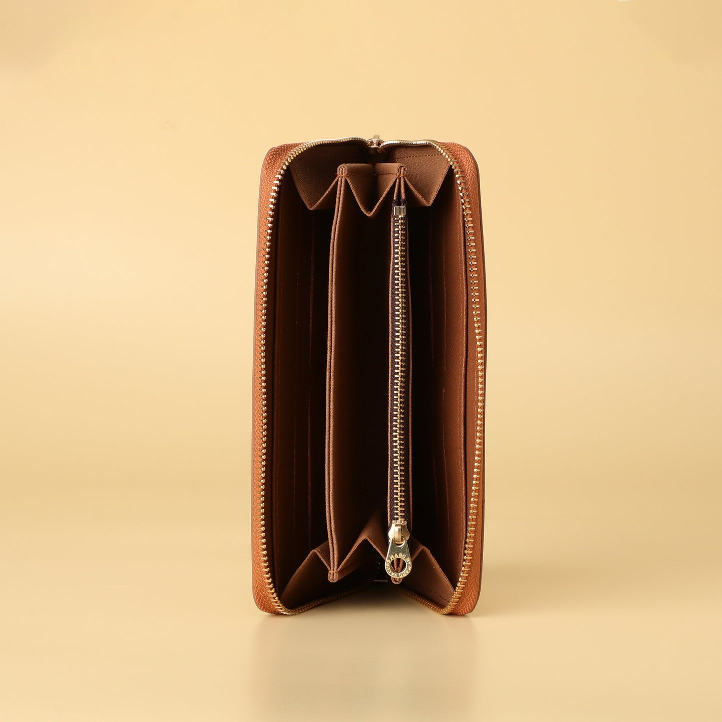 "The Wallet" Tan Leather Zip-Around Wallet – Stylish Designer Long Wallet for Women