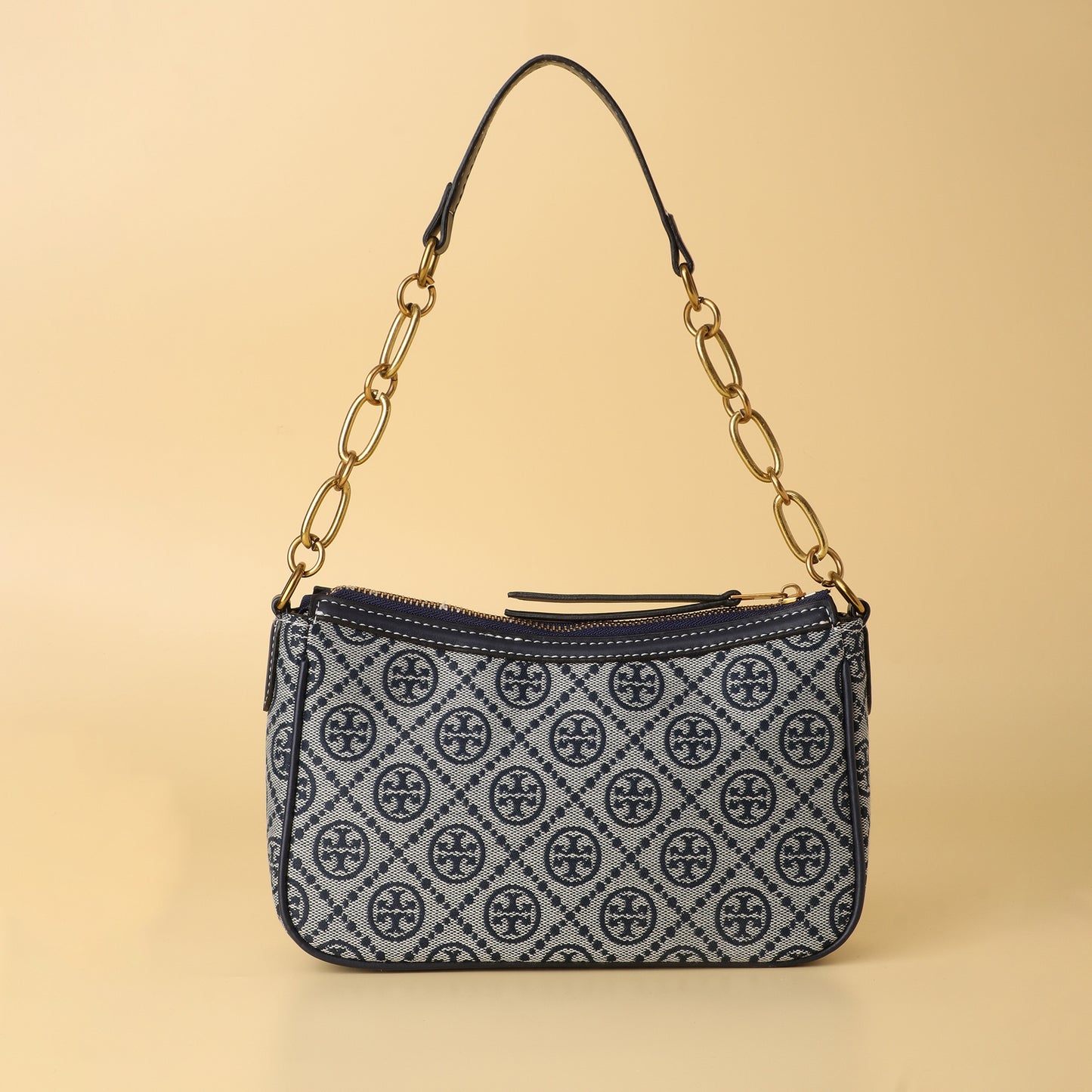 Burch Navy Jacquard Chain Shoulder Bag