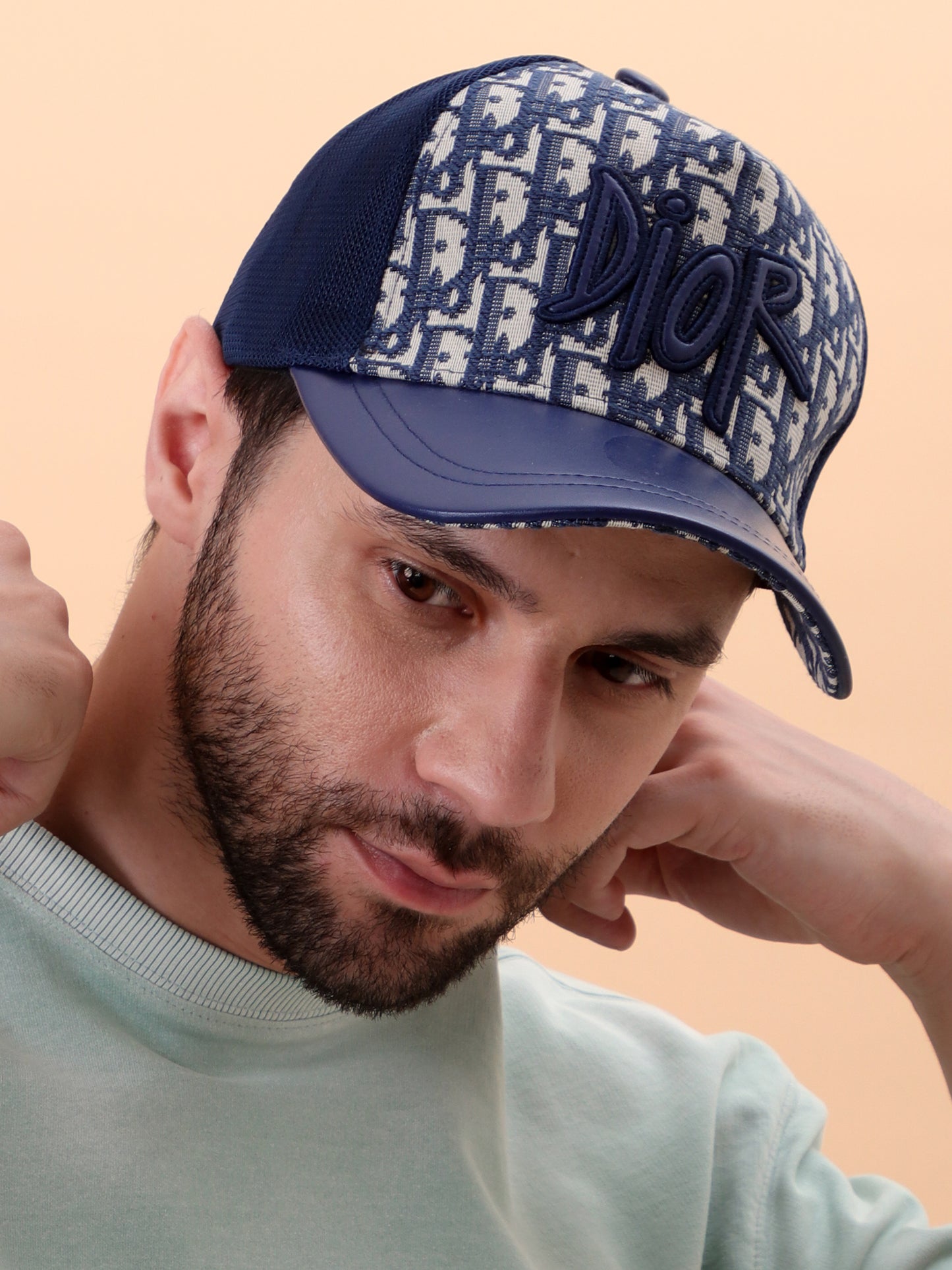 Dior Navy Monogram Mesh Cap