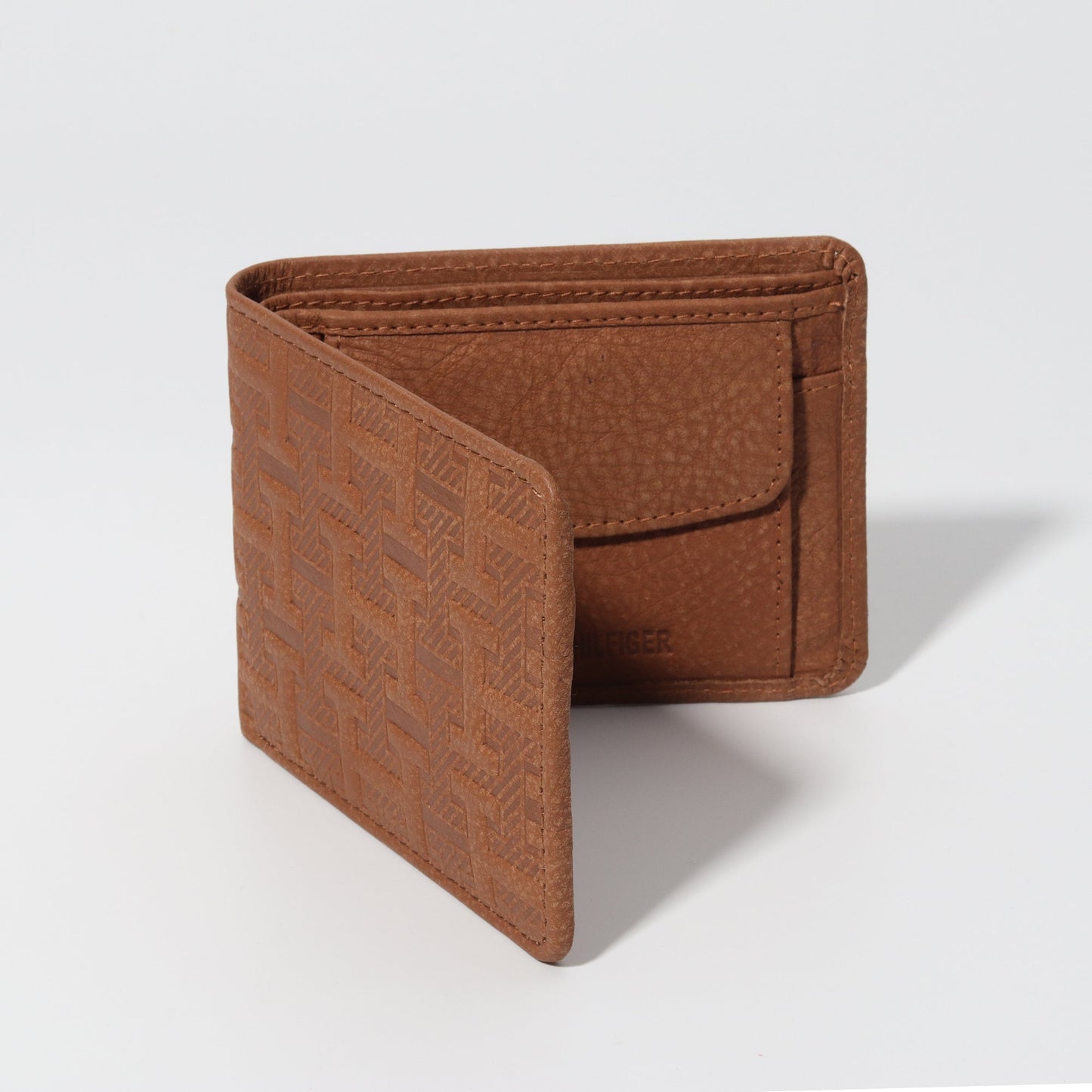 T-Grid Embossed Wallet in Camel Tan