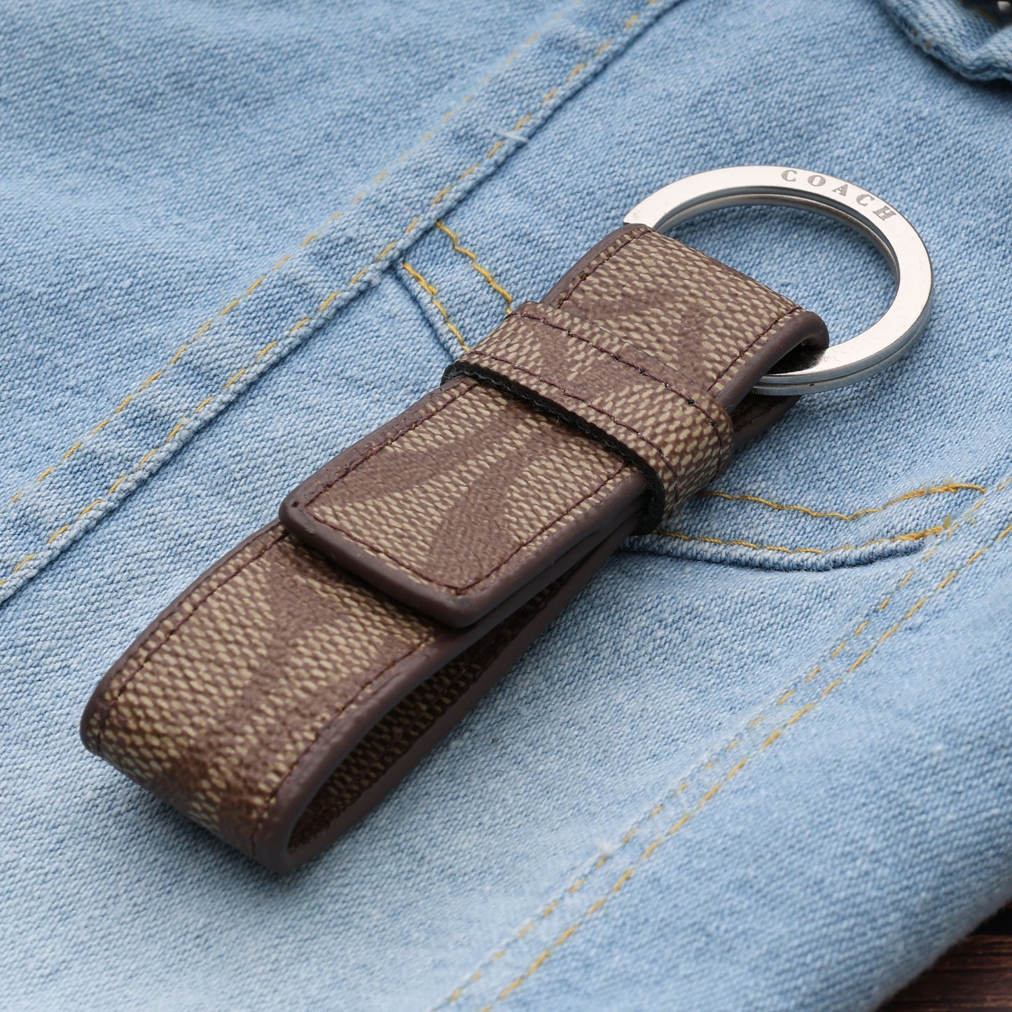 Canvas Key Fob in Classic Brown