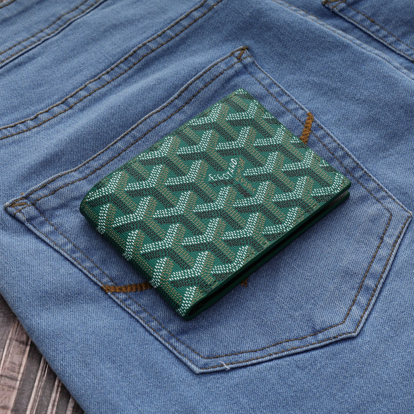 Emerald Monogram Bifold Wallet