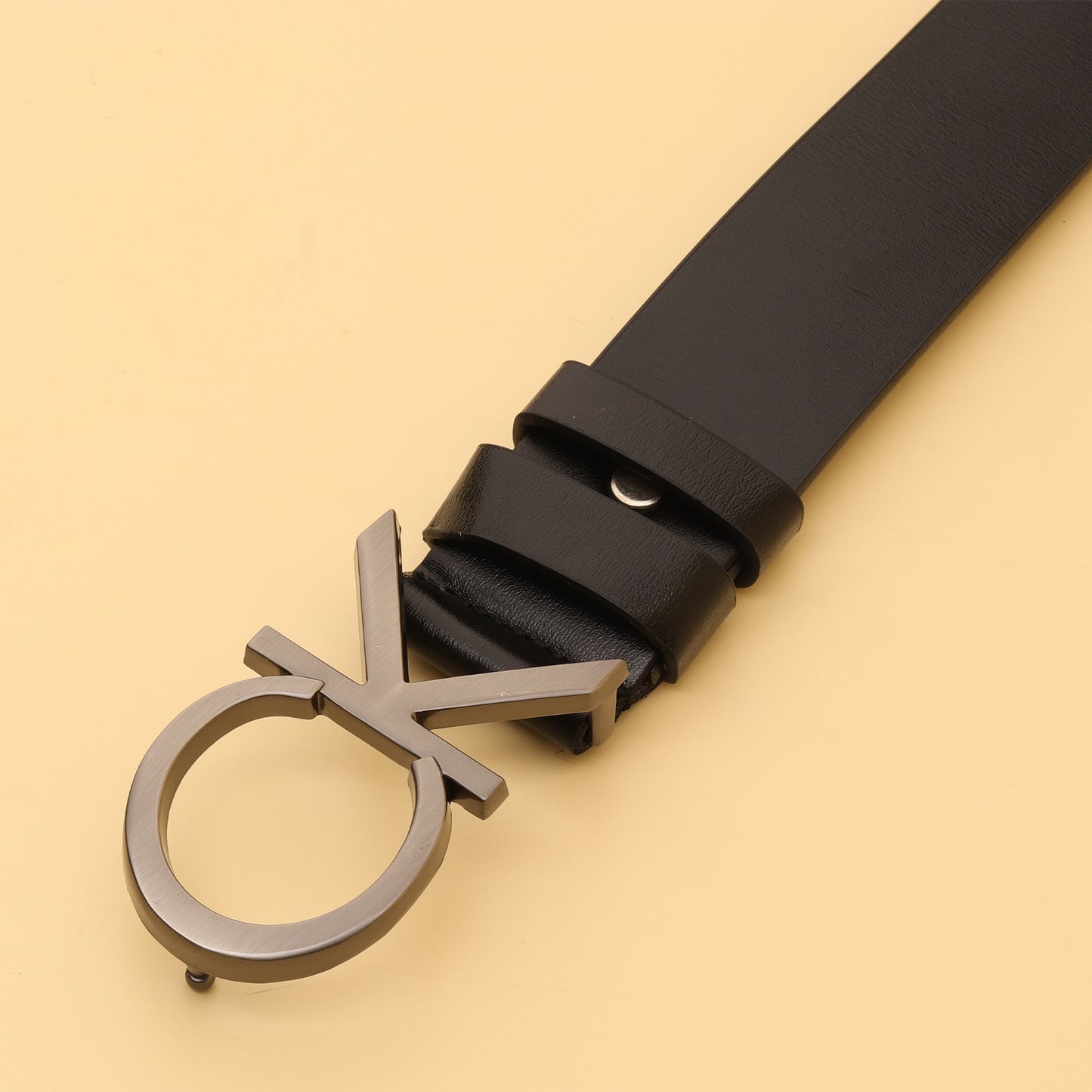 Black Leather CK Buckle Belt