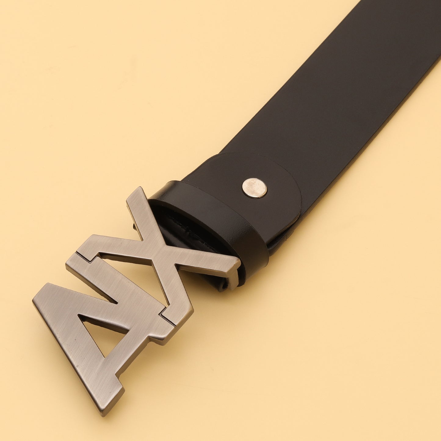 Armani Exchange Black Leather Belt for Men