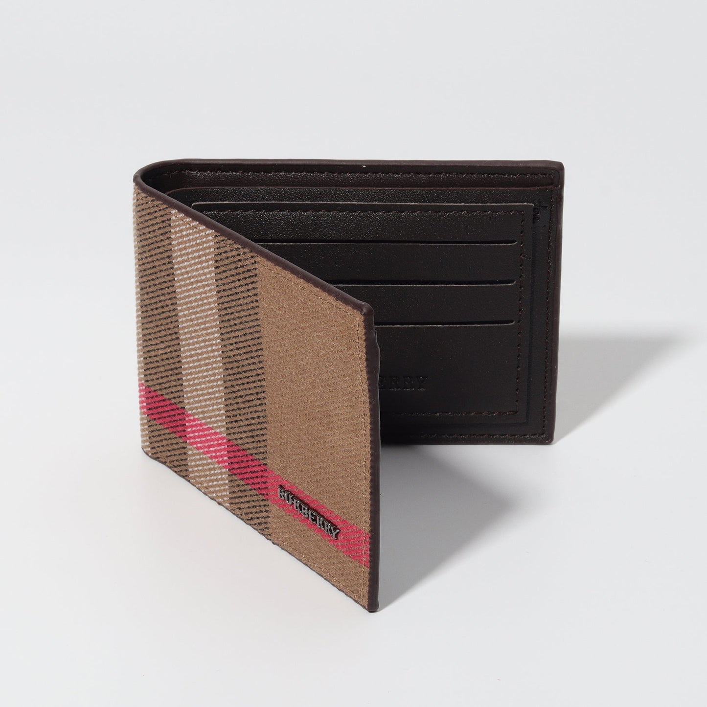 Vintage Check Wallet with Red Accent