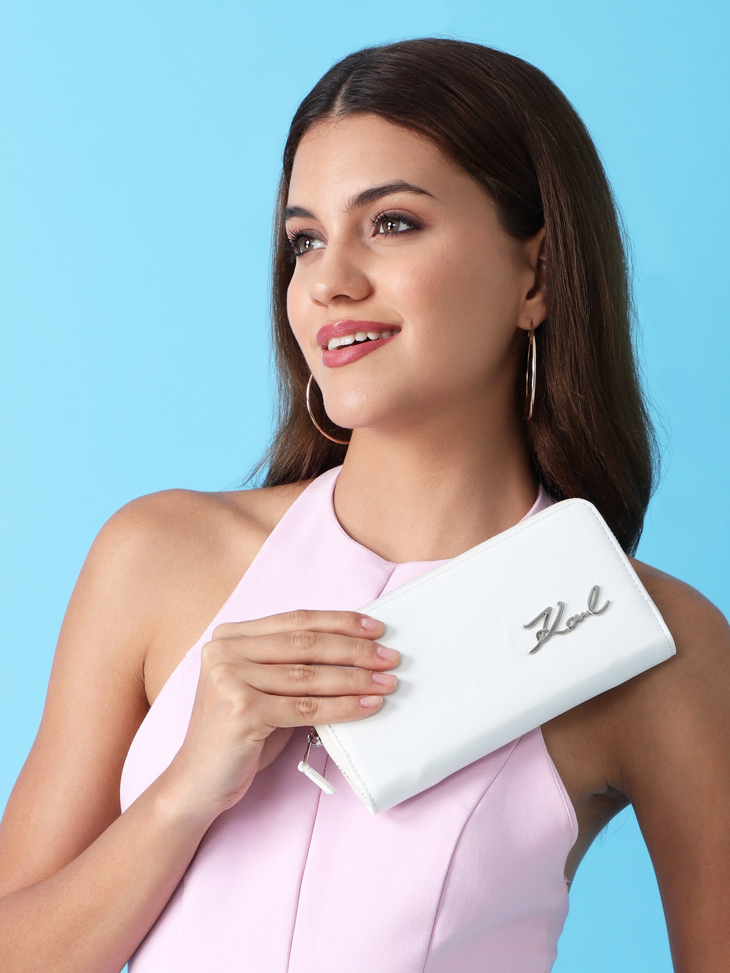 Lagerfeld White Zip-Around Wallet
